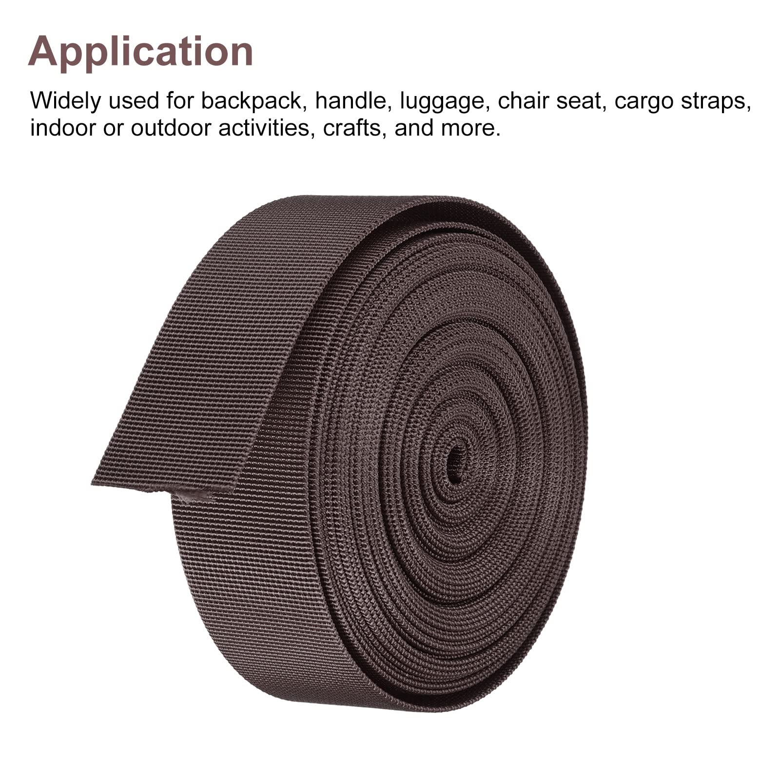 **MECCANIXITY 1.5 Inch Flat Nylon Webbing Strap - 10 Yards, Brown - Heavy Duty for Backpack Straps, Luggage Racks, DIY Projects & Outdoor Gear Repair**