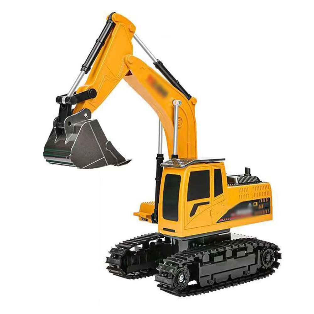 QUITOKA 6 Channel Alloy Remote Control Excavator Toy - Electric Engineering Vehicle with LED Lights, RC Construction Truck for Kids Boys Girls | Birthday Gifts, Outdoor Play, Construction Role Play