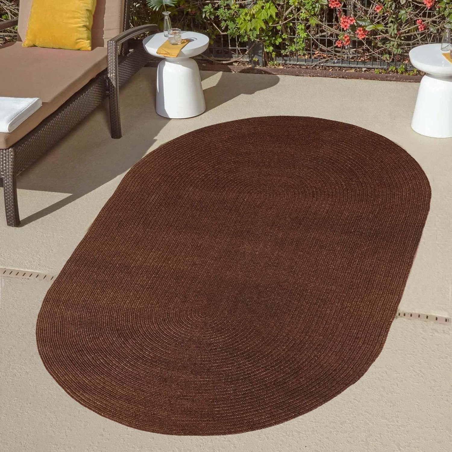 Premium Reversible Braided Jute Rug 8'x10' - Eco-Friendly Indoor/Outdoor Boho Farmhouse Floor Mat for Living Room, Bedroom, Kitchen, Patio & Porch - Non-Slip Cocoa Brown Decor Perfect for Hardwood Floors & Cozy Home Styling