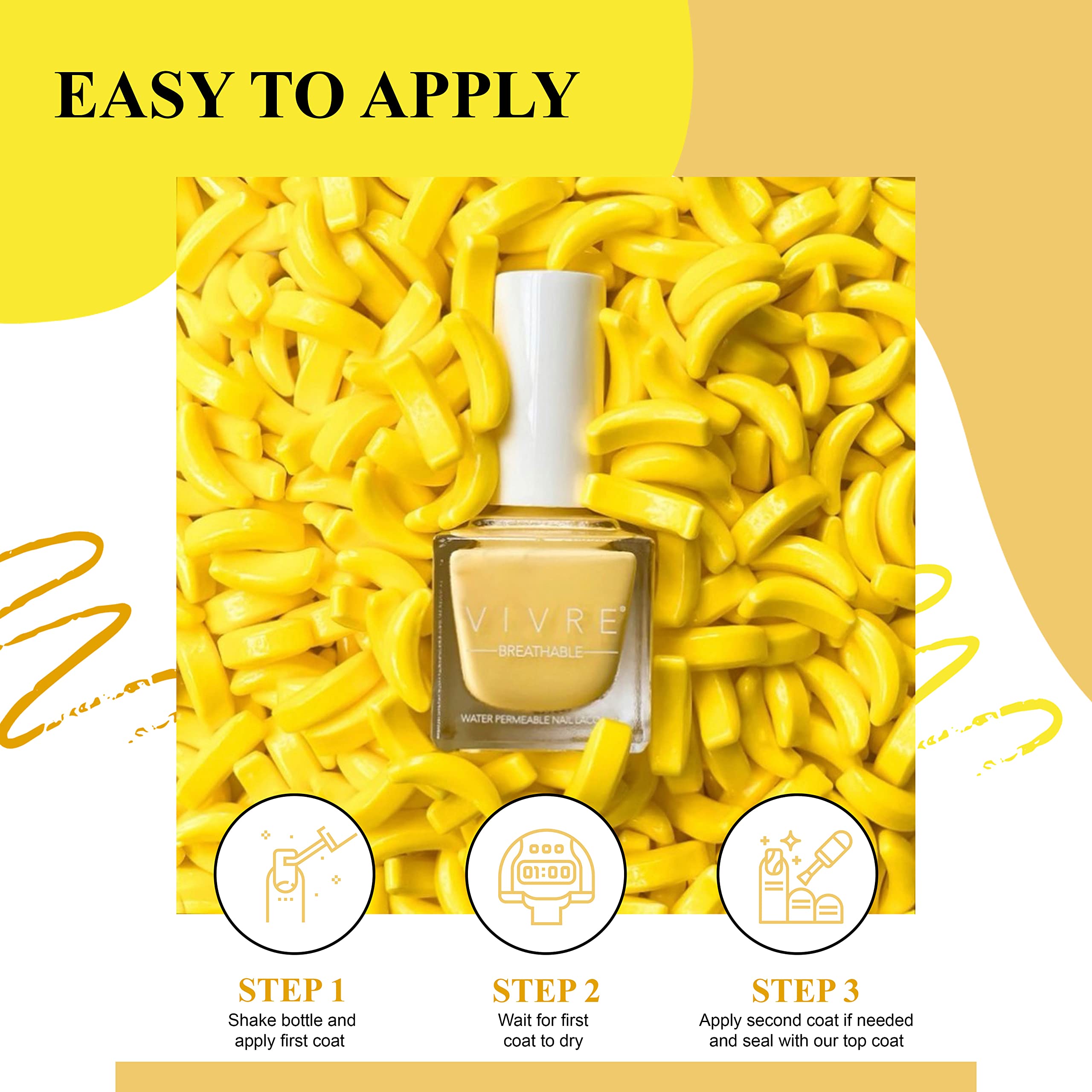 VIVRE Cosmetics Breathable Nail Polish - Water & Oxygen Permeable, Certified Safe for Healthy Nails | Perfect for Daily Wear, Special Occasions & Nail Care Enthusiasts