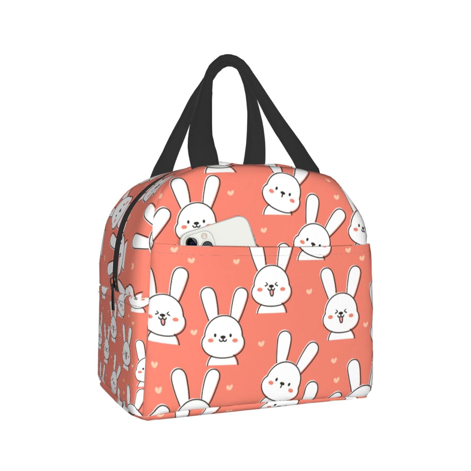 Cute Rabbit with Heart Insulated Lunch Box - Reusable & Portable Meal Container for Men & Women - Perfect for Work, Travel, Picnic & School Lunch