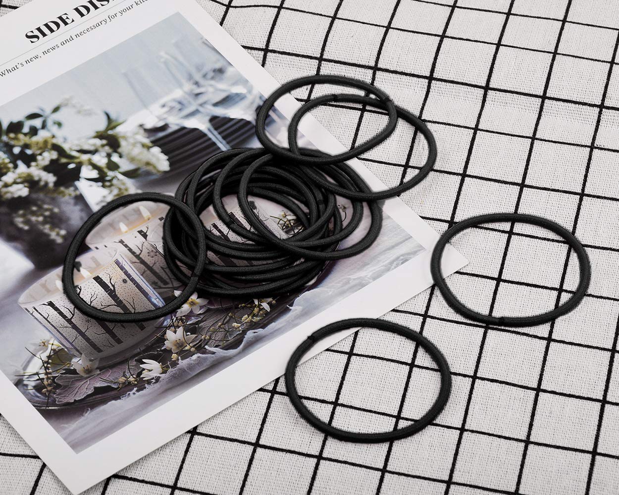 DS. DISTINCTIVE STYLE 50-Pack Black Hair Ties - 2.5mm Elastic Hair Bands for Women, Ponytail Holders, No-Slip Hair Rubber Bands - Perfect for Workouts, Office, School & Everyday Use