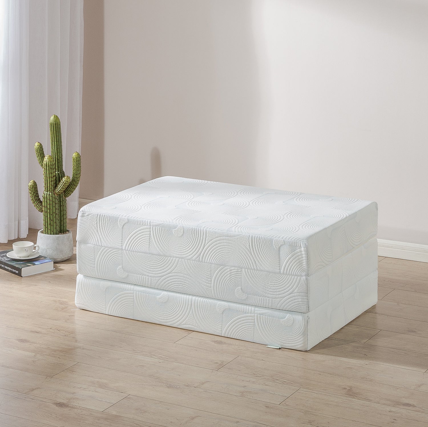 Zinus 5 Inch Tri-Fold Cooling Gel Memory Foam Mattress - Queen Size, Pressure Relief & Breathable for Guest Beds, Camping & Small Spaces