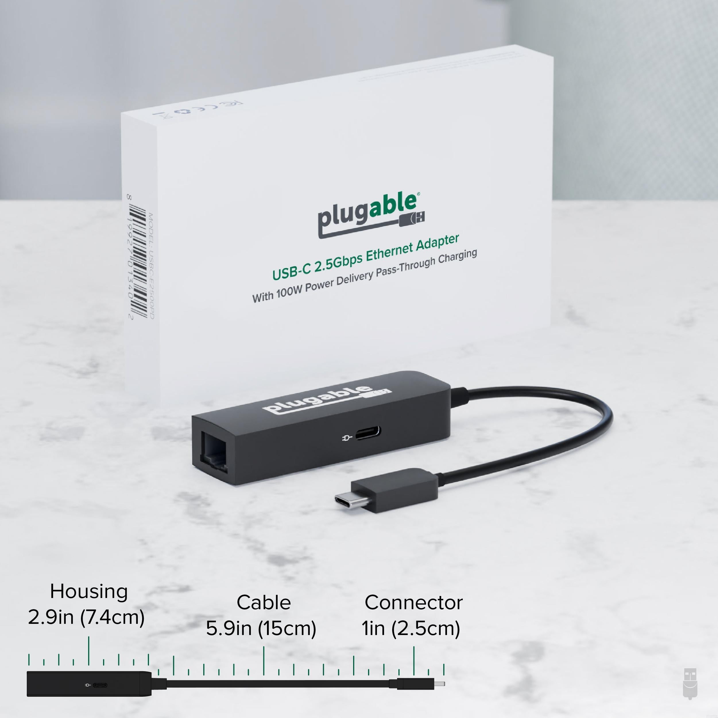 Plugable USB C to 2.5G Ethernet Adapter with 100W PD Charging - High-Speed Wired Internet & Fast Charging for MacBook, iPad Pro, Windows Laptops - Perfect for Home Office, Gaming & Video Streaming