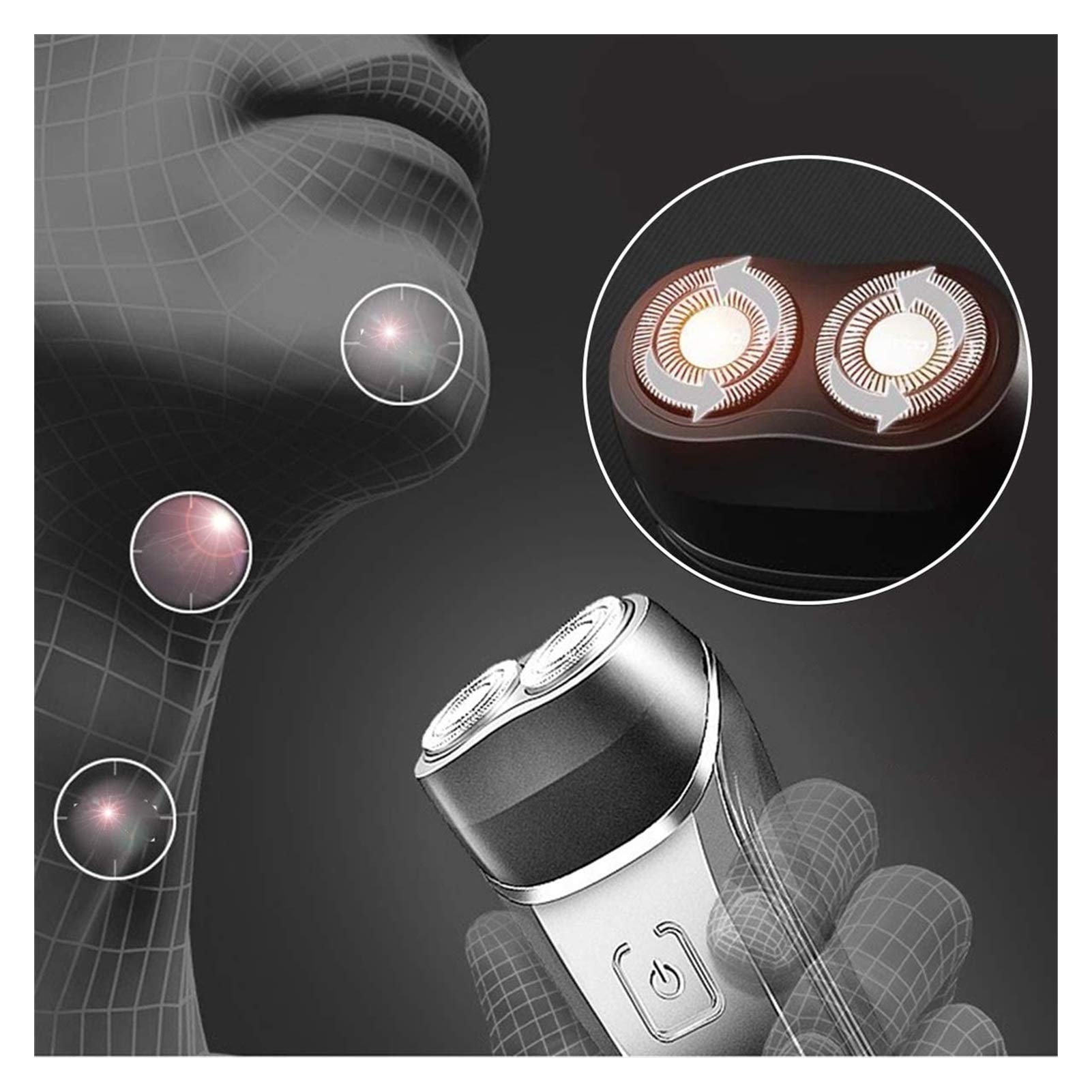 HHWKSJ Men's Electric Shaver - Waterproof Rotary Shaver for Wet/Dry Use, Cordless USB Rechargeable Facial Hair Trimmer | Perfect for Travel, Daily Grooming & Quick Beard Shaving at Home