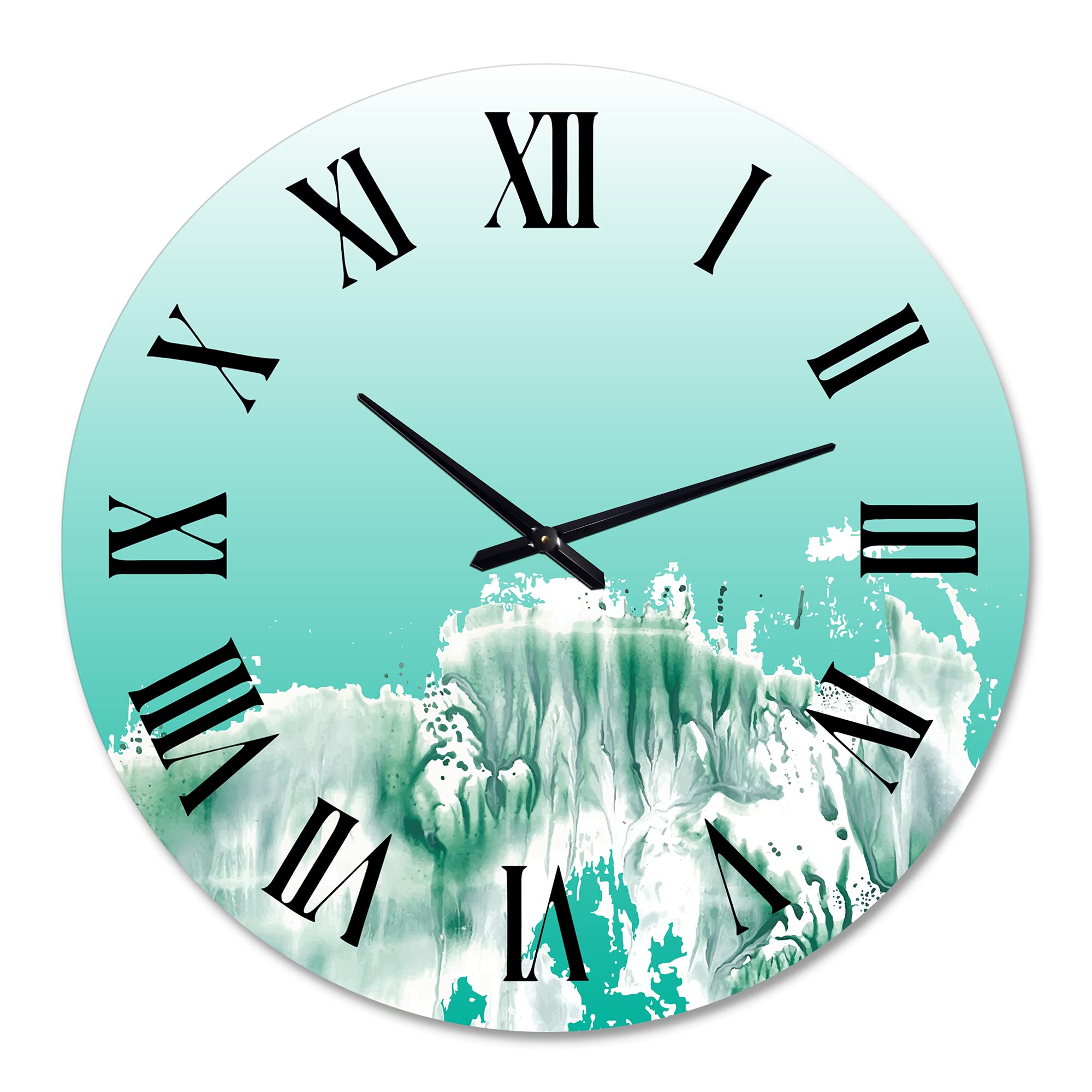 DesignQ Traditional Wall Clock 'Aquamarine Landscape' - Large Nature-Inspired Wall Clock for Living Room, Bedroom & Office Decor | Perfect for Home, Office & Gifts