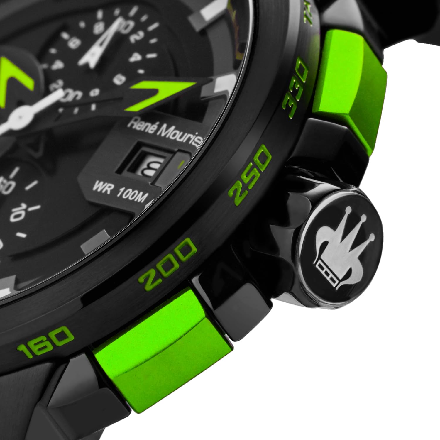 René Mouris Prowler Chronograph Men's Watch - 47MM 316L Stainless Steel Sport Watch with Sapphire Coated Crystal - 100M Waterproof & Silicone Strap - Perfect for Diving, Swimming & Outdoor Activities
