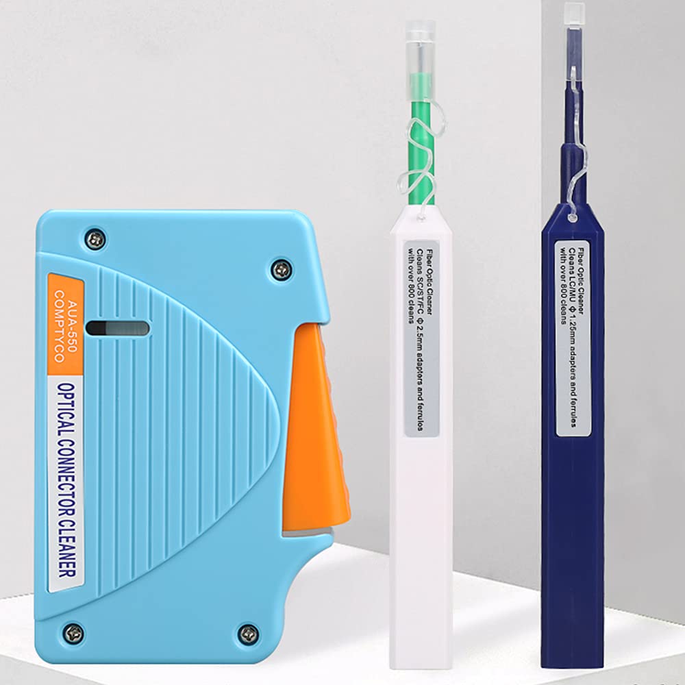 Professional Fiber Optic Cleaning Kit for FC SC ST LC MU Connectors - Includes 1.25mm/2.5mm Cleaner Pens, Cassette & Swabs (MK-200) - Perfect for Telecom, Data Centers & Network Maintenance