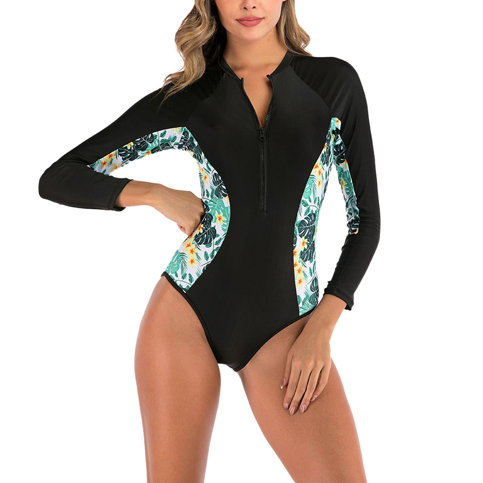 **Xiloccer Plus Size Women's One Piece Swimsuit 2022 - Long Sleeve Rash Guard Swimwear with Trendy Print for Beach, Pool & Water Sports**
