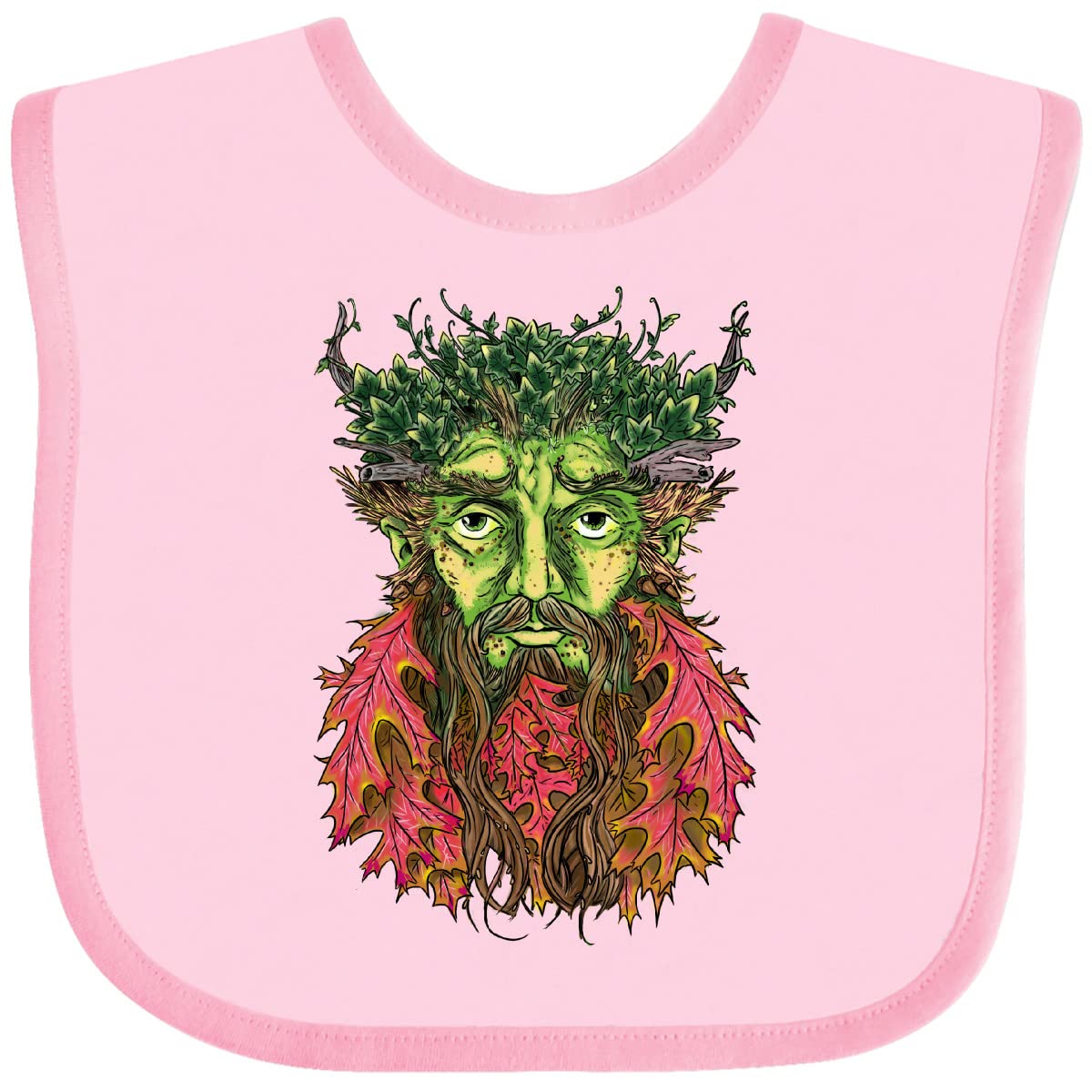Inktastic Autumnal Equinox Green Man Baby Bib - Soft Cotton Drool Bib for Infants & Toddlers - Perfect for Fall Season, Halloween Costumes & Autumn Photo Shoots