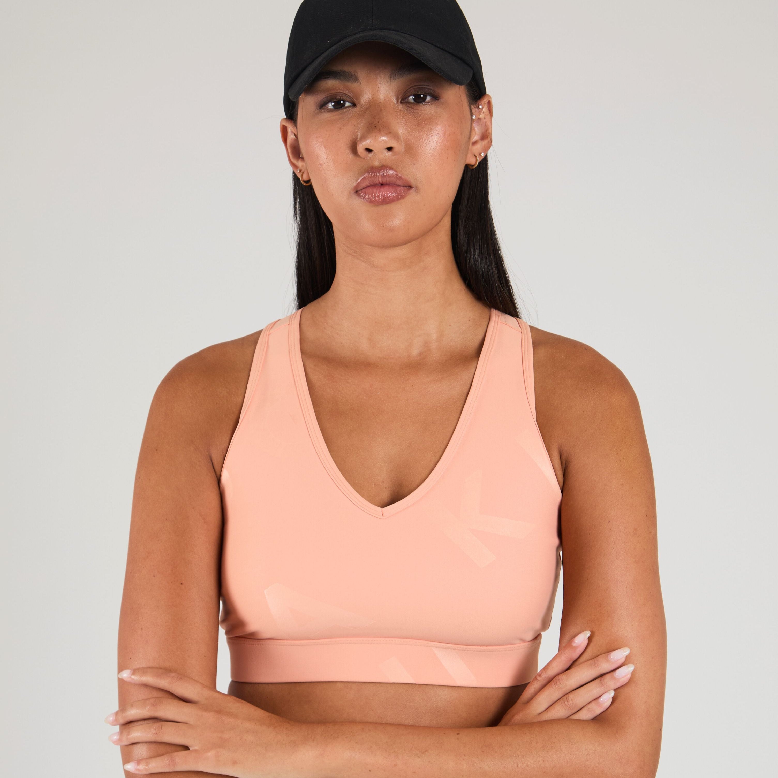 Emma Logo Embossed High Support Sports Bra for Women - Yoga, Running, Gym & Workout - Moisture Wicking & Breathable Activewear Top