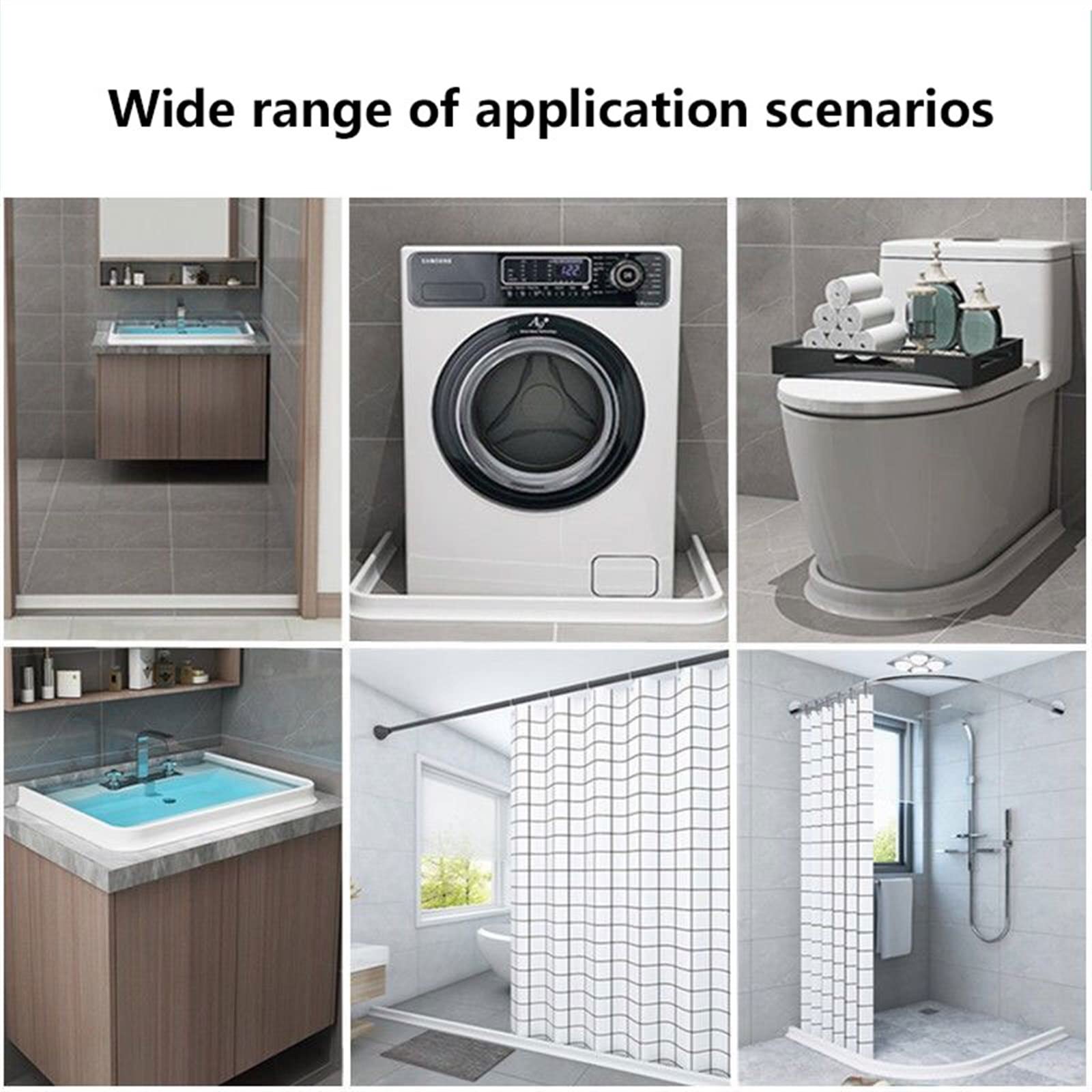 Waterproof Sink Barrier, Kitchen Splash Guard - Bathtub Edge & Shower Corner Water Dam Strip, Countertop Water Stopper for Bathroom - Ideal for Kitchen, Bathroom & Frameless Shower Threshold Protection