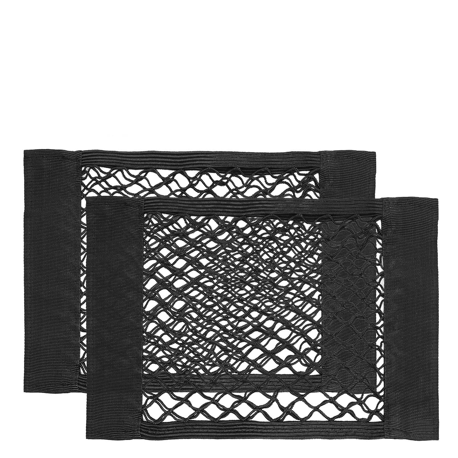 Lebogner 2-Pack Car Storage Net Organizer - Mesh Stick-On Cargo Pouch & Bungee Netting for Trunk, Seat Back, Suitcases | Elastic Vehicle Storage Solution for Road Trips, Camping & Daily Commute