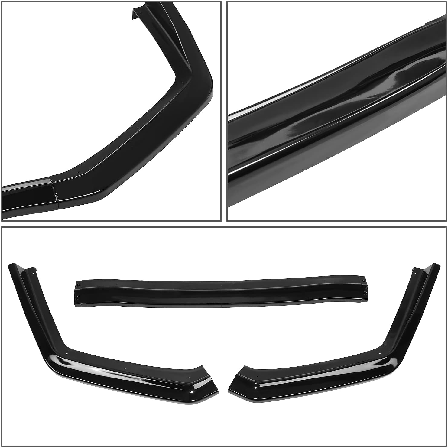 2015-2021 Subaru WRX STI Front Lip Splitter - 3 Piece Carbon Fiber Style Spoiler Kit (Gloss Black) - Aggressive Exterior Styling for Street & Track Performance