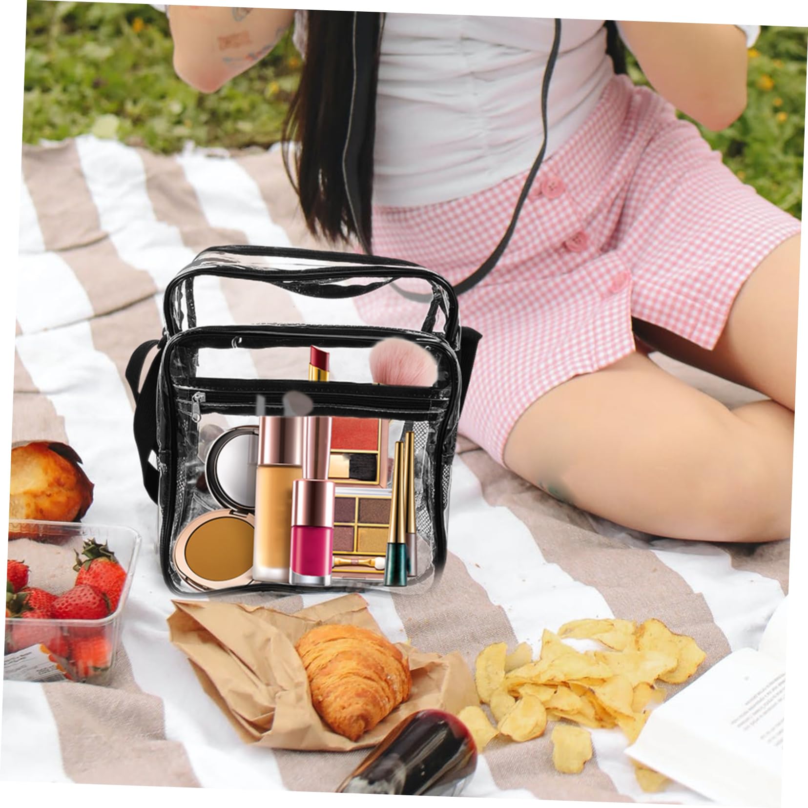 Outanaya Women's Clear PVC Crossbody Bag - Transparent Shoulder Pouch for Travel, Outdoor & Daily Use - Lightweight & Portable Storage Bag for Essentials, Phone & Cosmetics