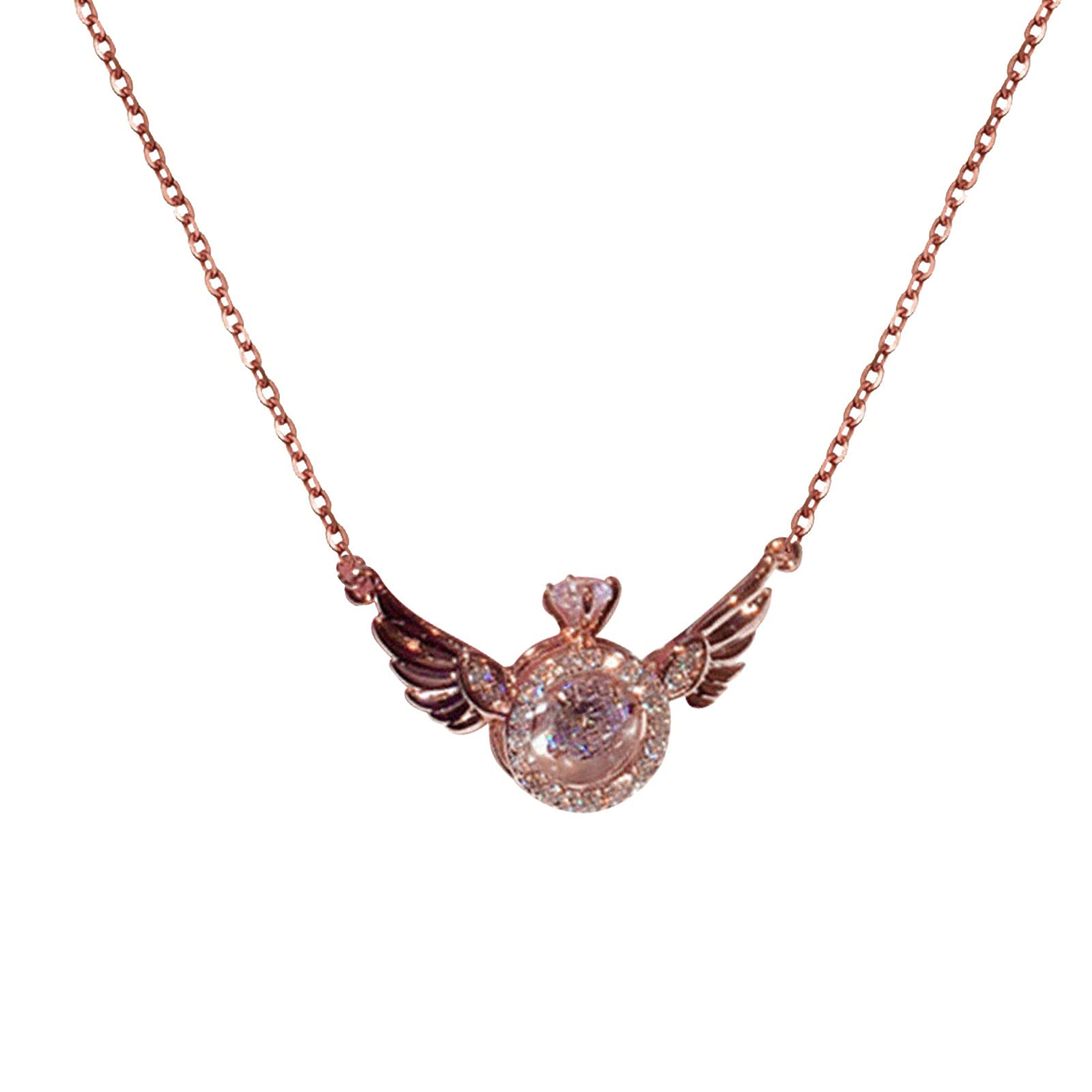 Trendy Angel Wing Heart Pendant Necklace for Women - Crystal Clavicle Chain Jewelry, Elegant Love Gift for Her - Perfect for Valentine's Day, Anniversary, and Special Occasions