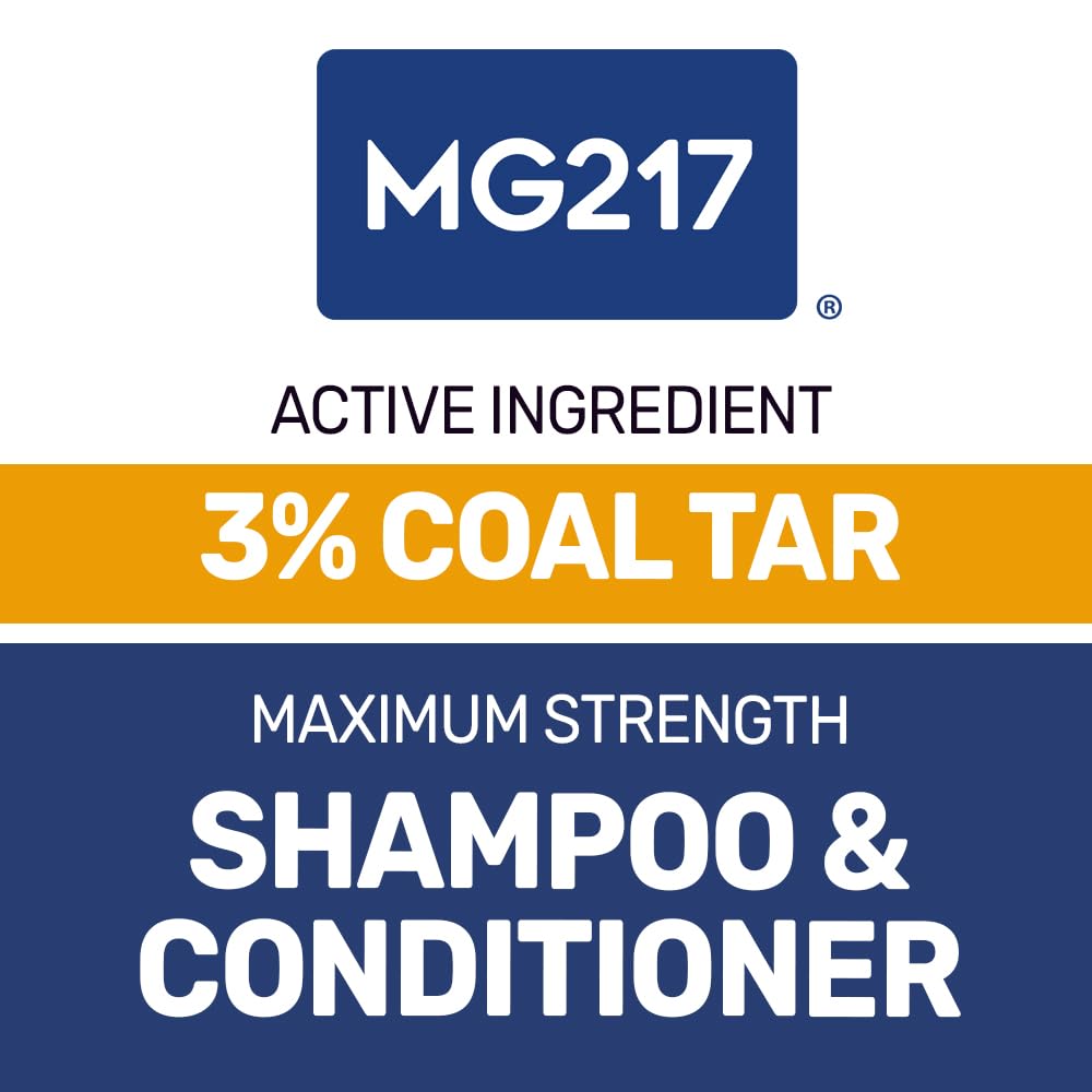 MG217 Psoriasis Shampoo with 3% Coal Tar - Therapeutic Scalp Treatment for Itching, Scaling & Flaking - Controls Scale Buildup - 8 fl oz - Ideal for Daily Psoriasis & Dandruff Relief