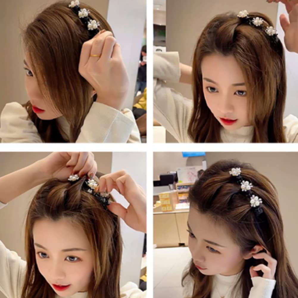 Elegant Satin Hair Bands & Rhinestone Clover Hair Clips Set - No-Slip Grip Duckbill Jaw Clips for Women, Fashion Double Layer Mini Hairpins (Set-E) | Perfect for Weddings, Parties & Everyday Styling