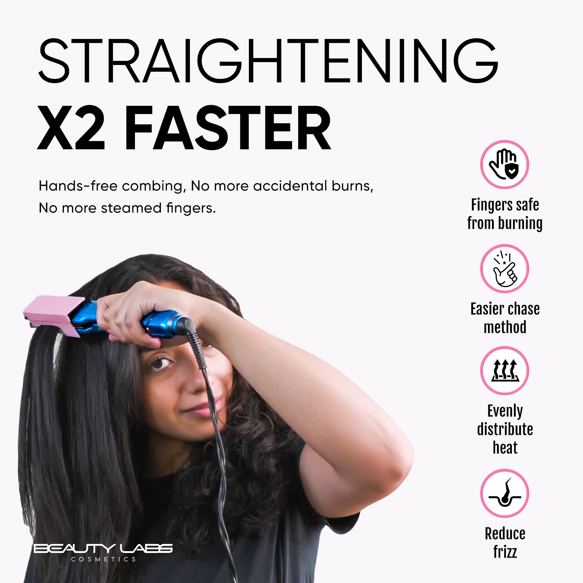 Professional Silk Press Comb - Heat-Resistant Detachable Attachment for Smooth, Straight Hair Styling (Pink) | Perfect for Home Salon & Professional Flat Iron Results