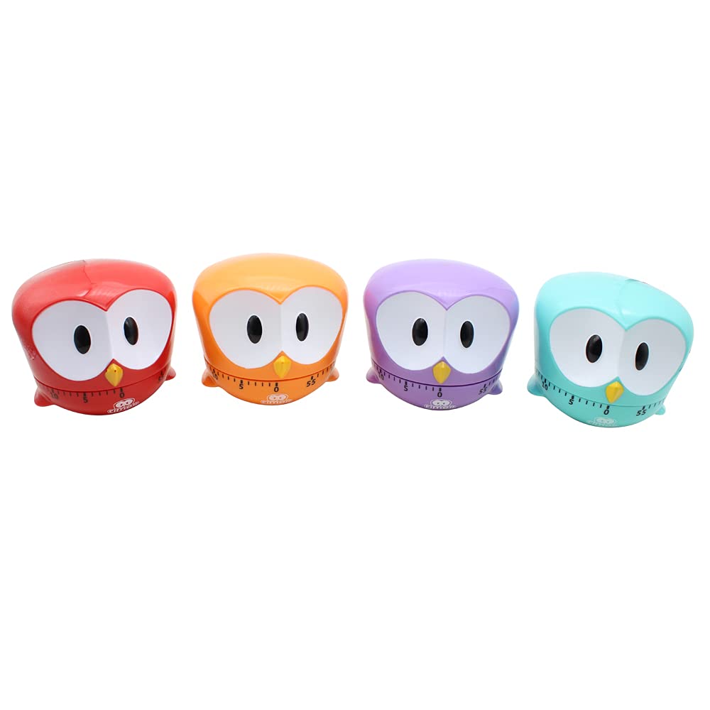 60 Minute Kitchen Timer - Cute Owl Shaped Manual Cooking Timer with Loud Alarm for Baking, Eggs, BBQ - Blue Desktop Decorative Countdown Clock for Home & Office Use