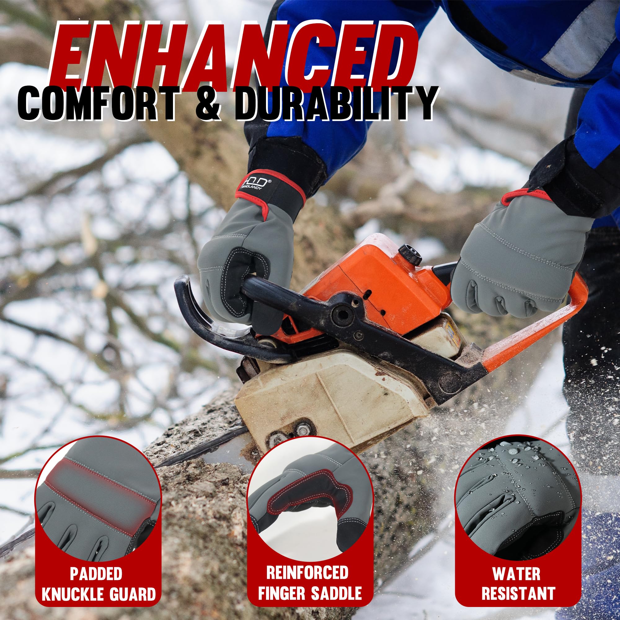 Handlandy Touch Screen Work Gloves - Mechanic & Yard Gloves for Men/Women - Durable & Flexible for Outdoor Jobs
