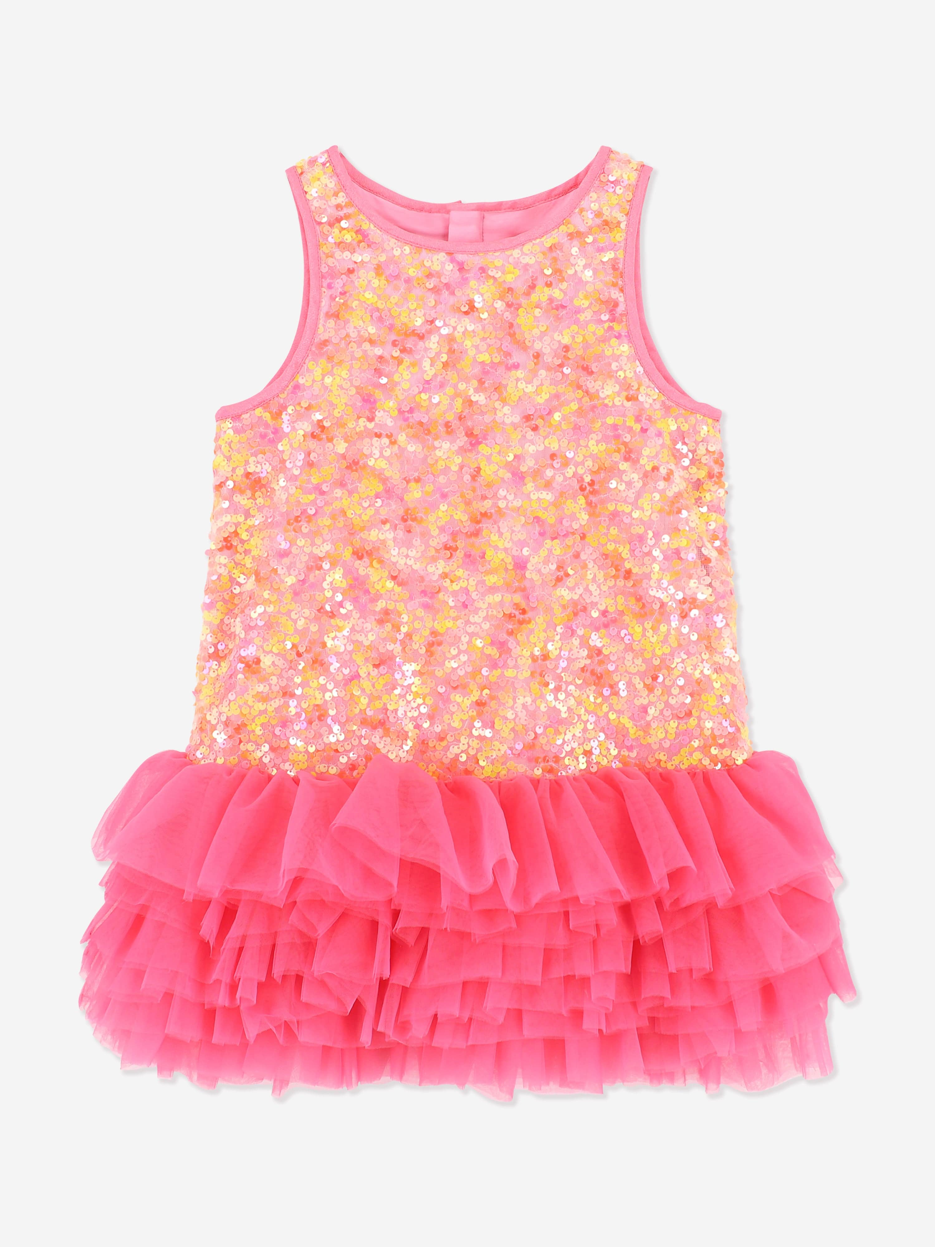 Angels Face Girls Charleston Sequin Tulle Party Dress in Pink - Perfect for Birthday, Pageant, Dance Recital & Special Occasions