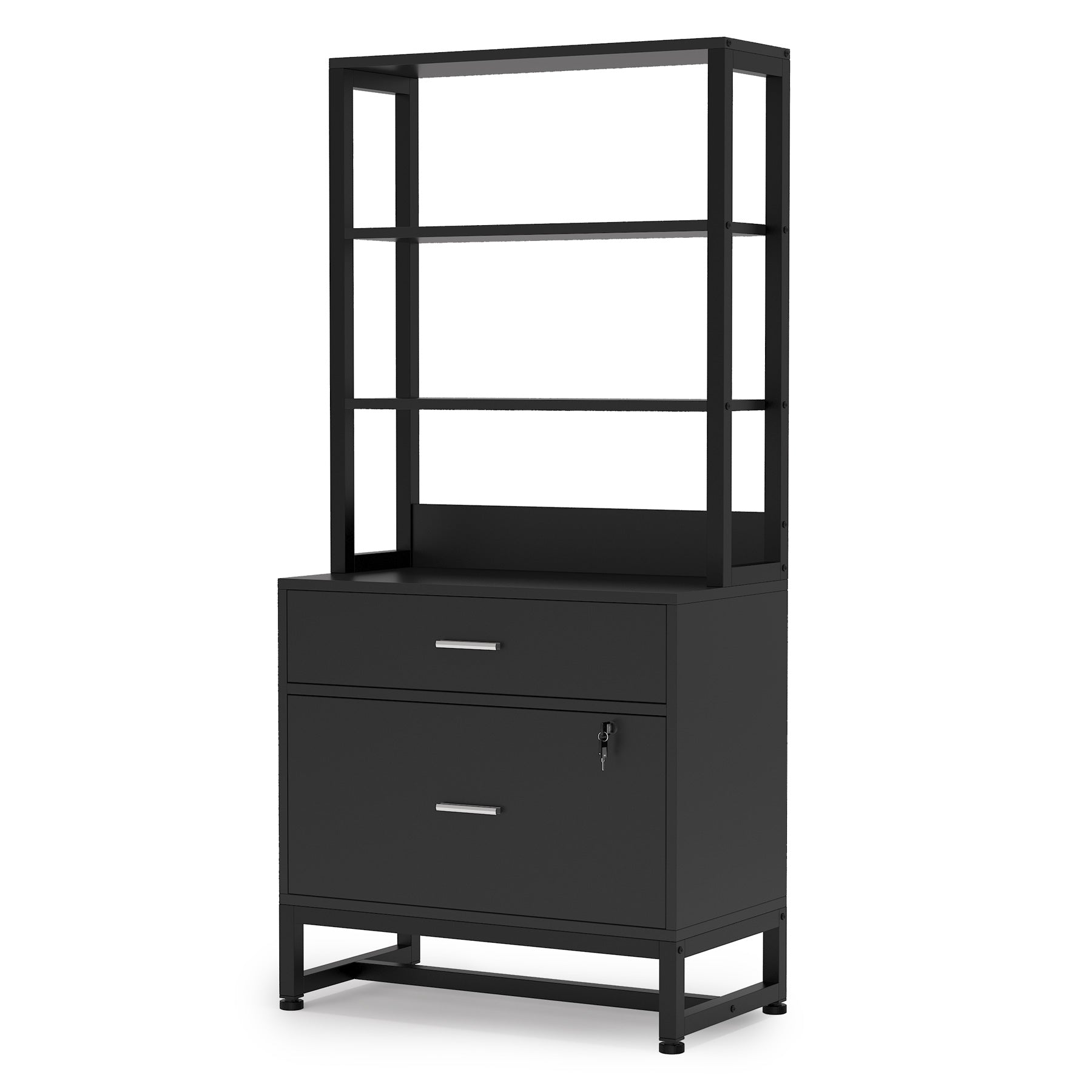 2-Drawer Vertical File Cabinet with Open Shelves - Compact Office Storage for Documents & Supplies | Perfect for Home, Office & Small Business Organization