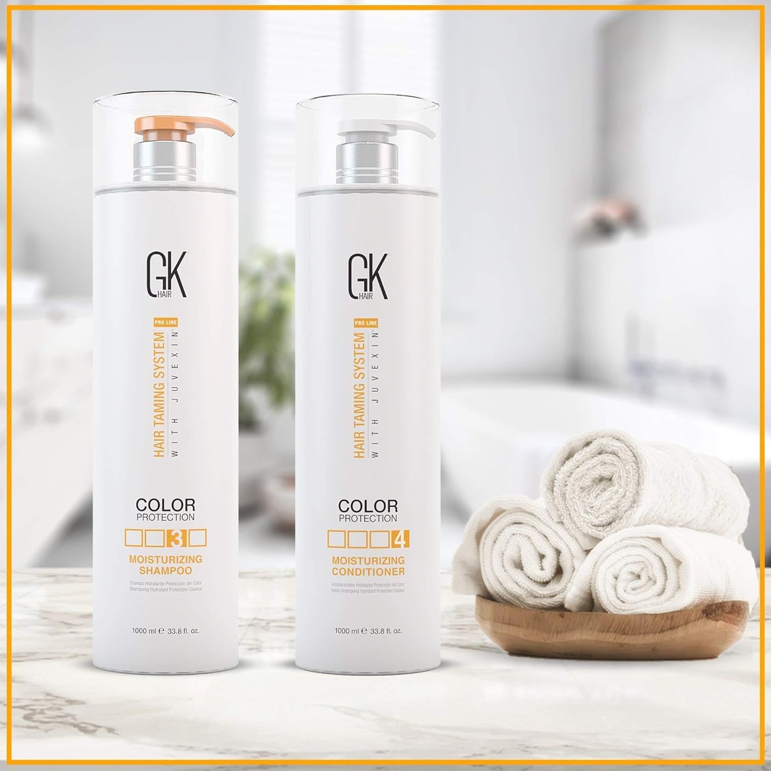 GK HAIR Global Keratin Moisturizing Shampoo & Conditioner Set - 33.8 fl oz with Argan Oil Hair Serum 1.69 fl oz - Hydrating & Repairing for Dry, Damaged Hair - Salon Quality Hair Care for Smooth, Shiny Locks - Perfect for Daily Use & Color-Treated Hair