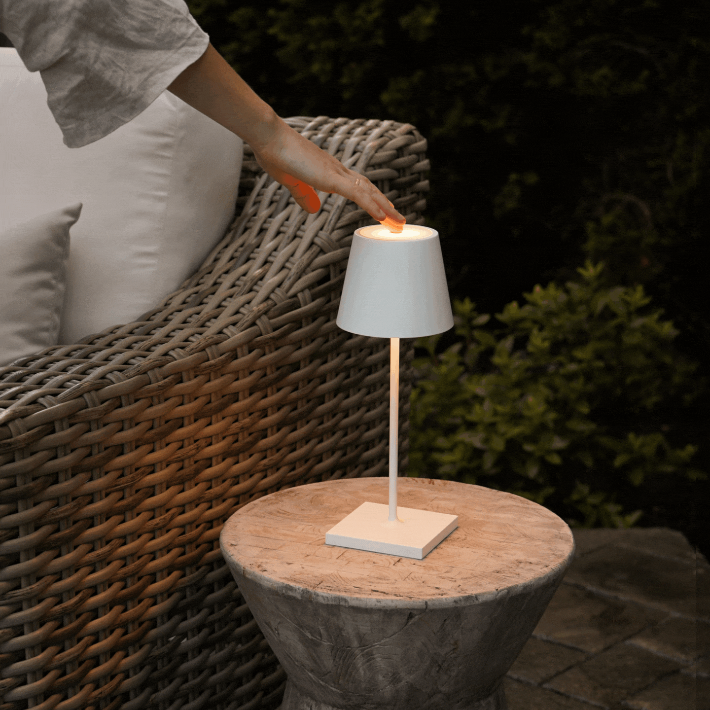 Poldina Pro Rechargeable Cordless LED Table Lamp - Portable Indoor/Outdoor Lighting for Home, Patio, Camping & Travel - White