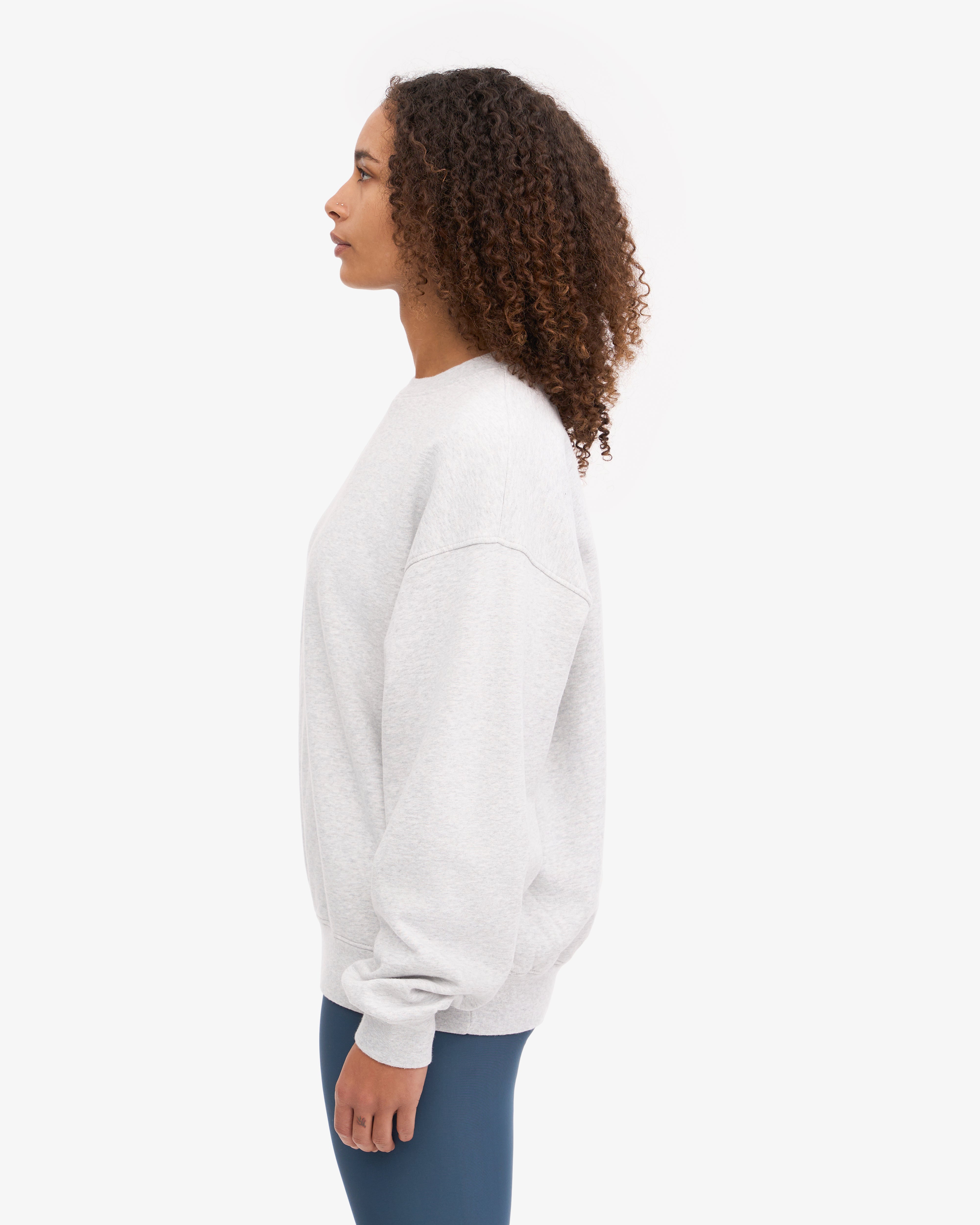 Organic Oversized Crewneck Sweatshirt - Snow Melange - Cozy Winter Wear for Men & Women - Perfect for Casual Outfits, Lounging & Cold Weather