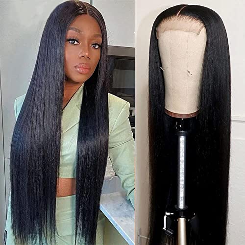 Oriole Straight HD Transparent Lace Front Wigs - 100% Human Hair Brazilian Virgin Hair with Pre-Plucked 4x4 Closure - Glueless Wig for Black Women (150% Density, 28 Inch, Natural Color) - Perfect for Daily Wear, Special Occasions & Protective Styling