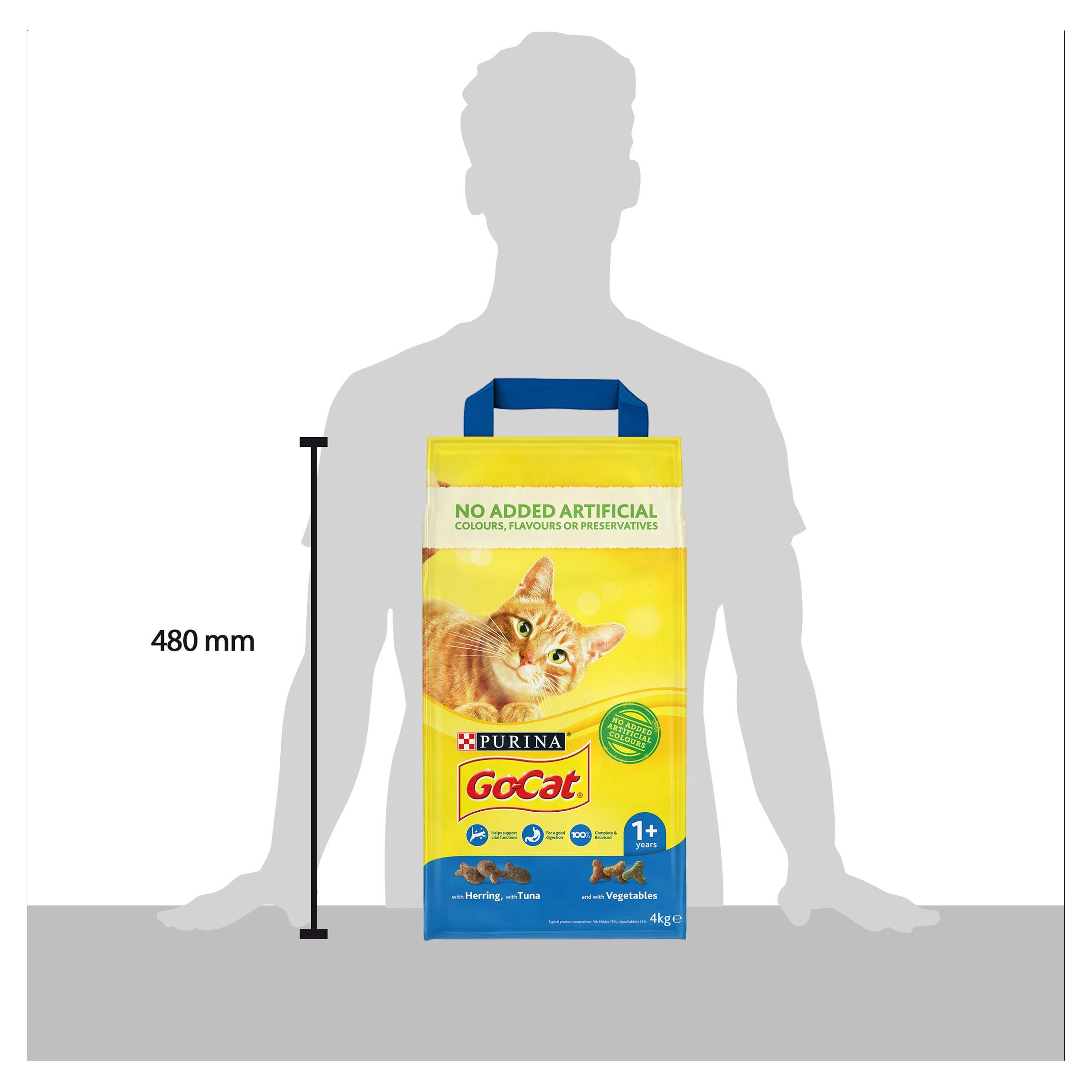 Premium Go-Cat Complete Adult Dry Cat Food with Tuna & Herring - Nutrient-Rich Formula with Vegetables - 4kg Bag for Healthy Skin & Coat - Perfect for Indoor & Outdoor Cats
