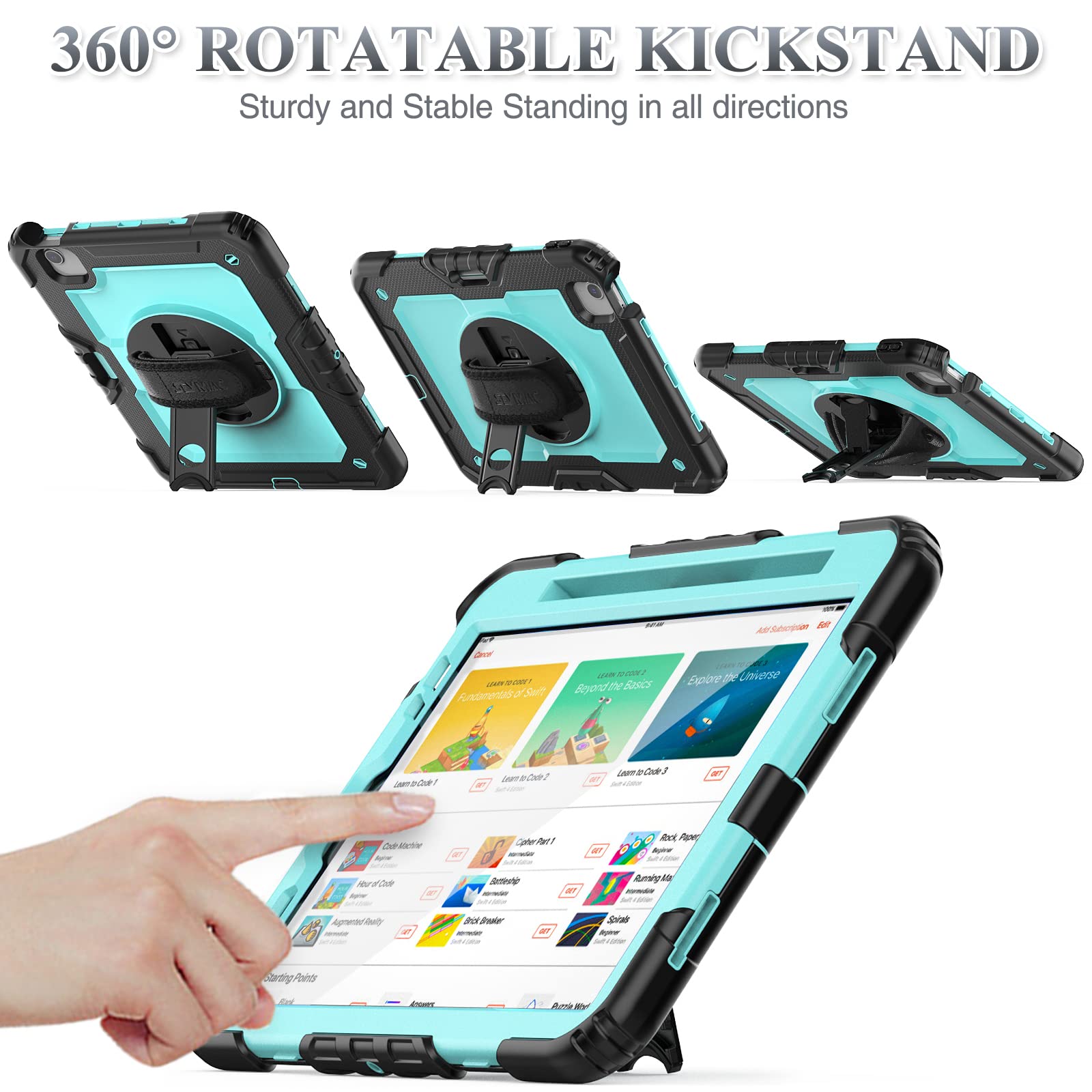 SEYMAC 360° Rotating Protective Case with Screen Protector & Pen Holder for iPad Air 5th/4th Gen 10.9