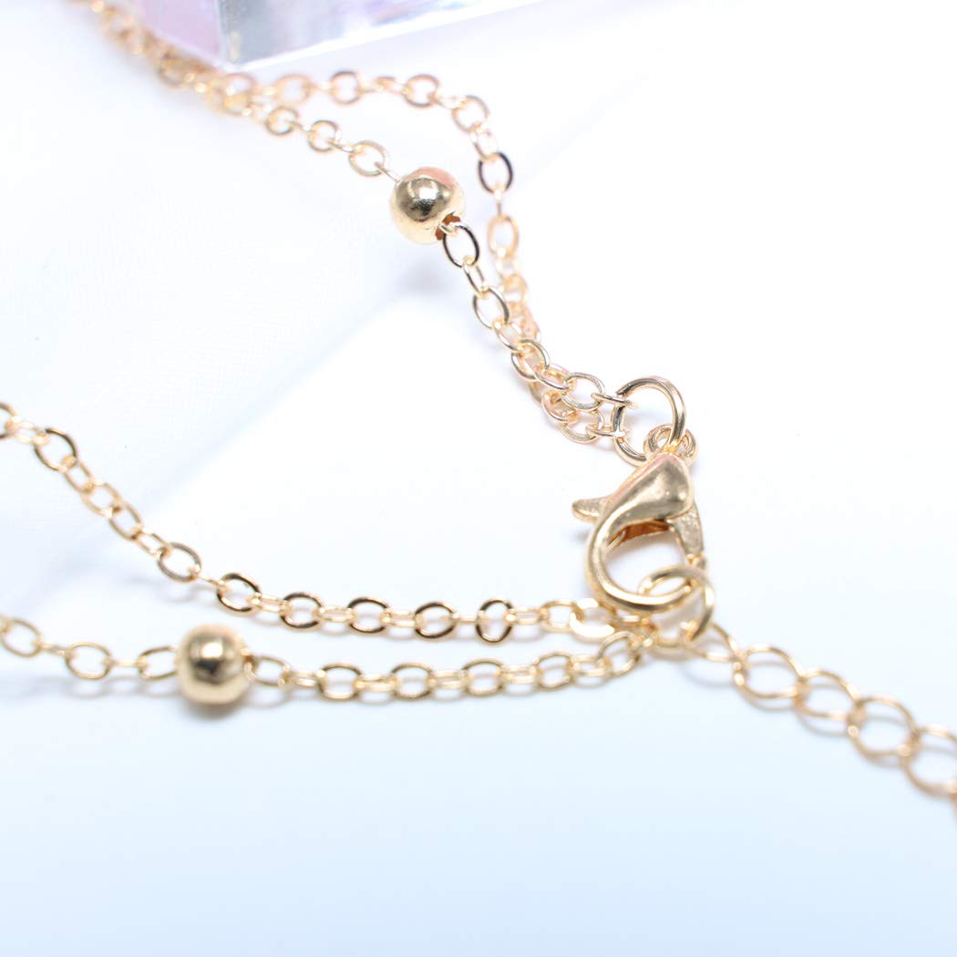 Boho Layered Necklace for Women - Gold Crescent Moon & Double Horn Pendant Beaded Choker Clavicle Chain Jewelry - Perfect for Festival, Party & Everyday Boho Style Outfits