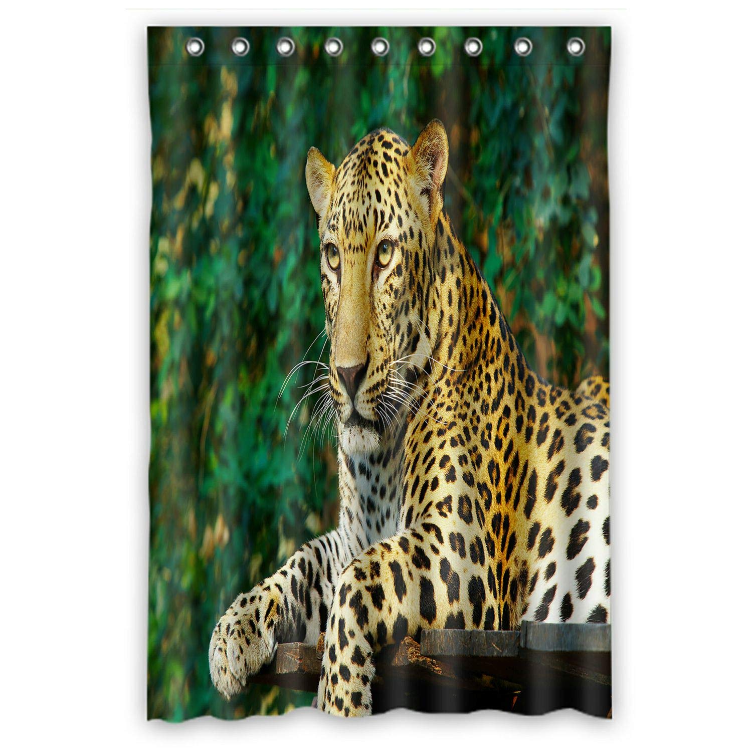 ABPHQTO Leopard Cat Waterproof Polyester Shower Curtain with Hooks - 48x72 Inch for Bathroom Decor - Perfect for Kids' Bathrooms, Animal-Themed Bathrooms & Unique Home Decor