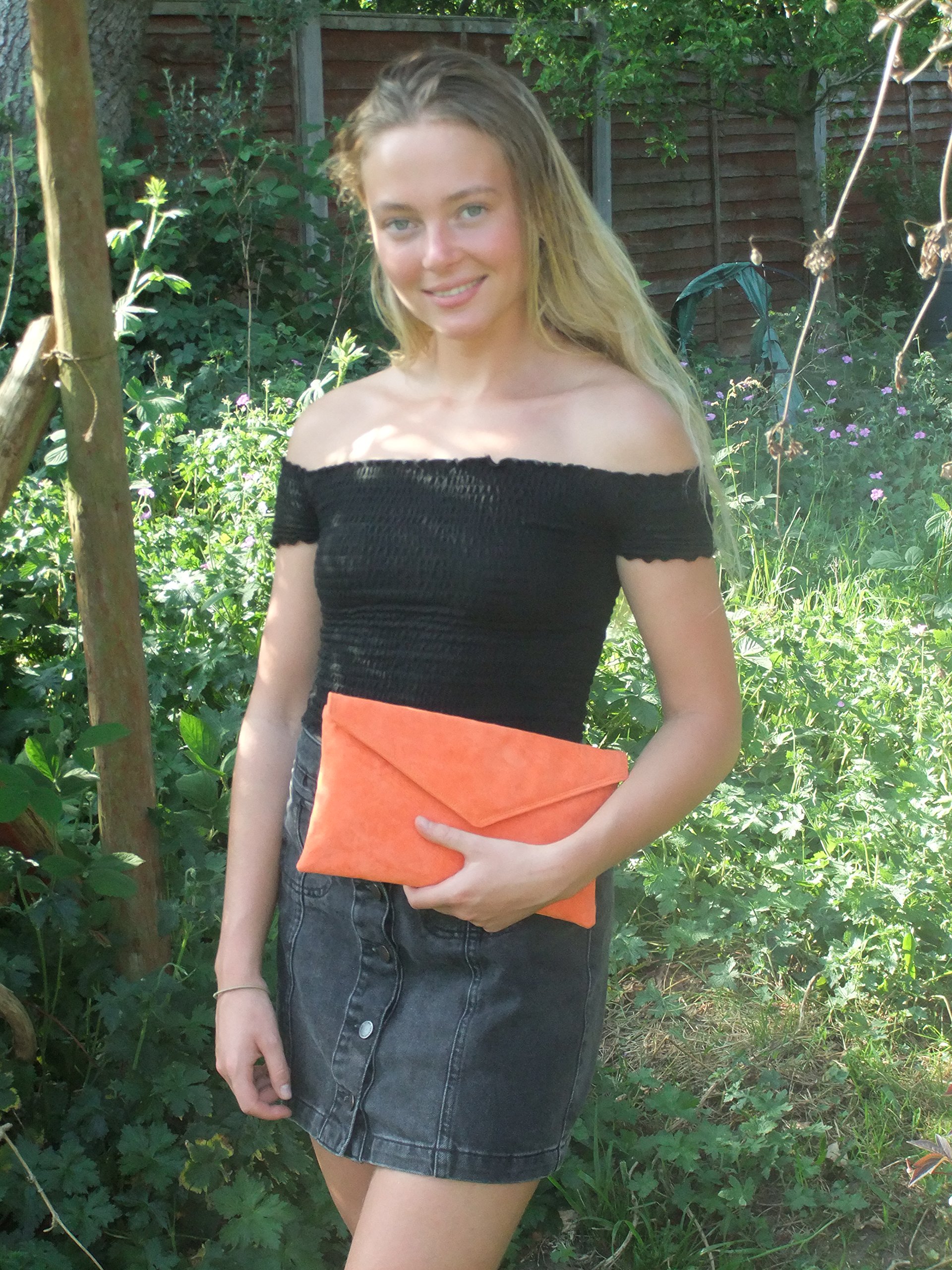 LONI Women's Stylish Faux Suede Envelope Clutch Bag & Shoulder Bag - Perfect for Evening Parties, Weddings & Date Nights