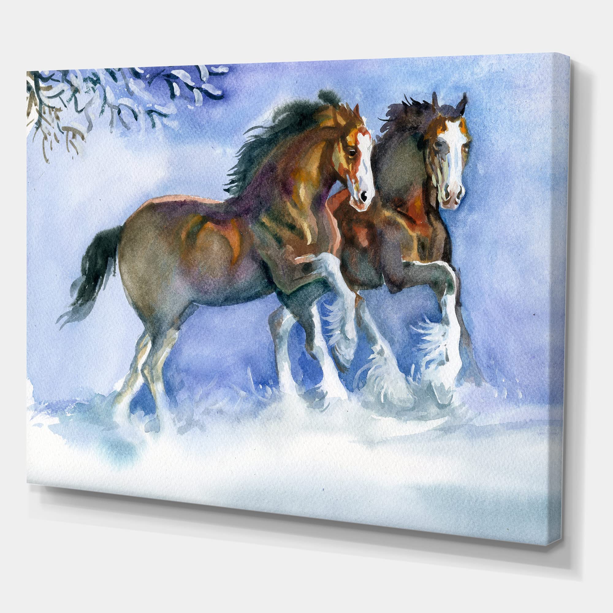 Stunning Horses Running in Winter - Farmhouse Canvas Wall Art for Living Room, Bedroom & Office Decor