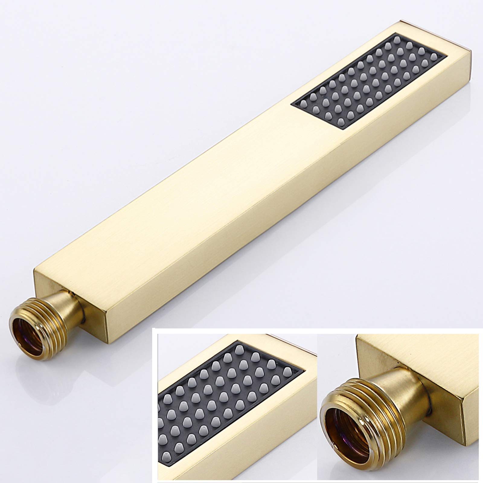 Wall Mounted Thermostatic Shower Faucet Set - Brushed Gold Bathroom Shower System with 12 Inch Rainfall Shower Head & Handheld Sprayer - Perfect for Modern Bathroom Remodeling and Spa-Like Shower Experience