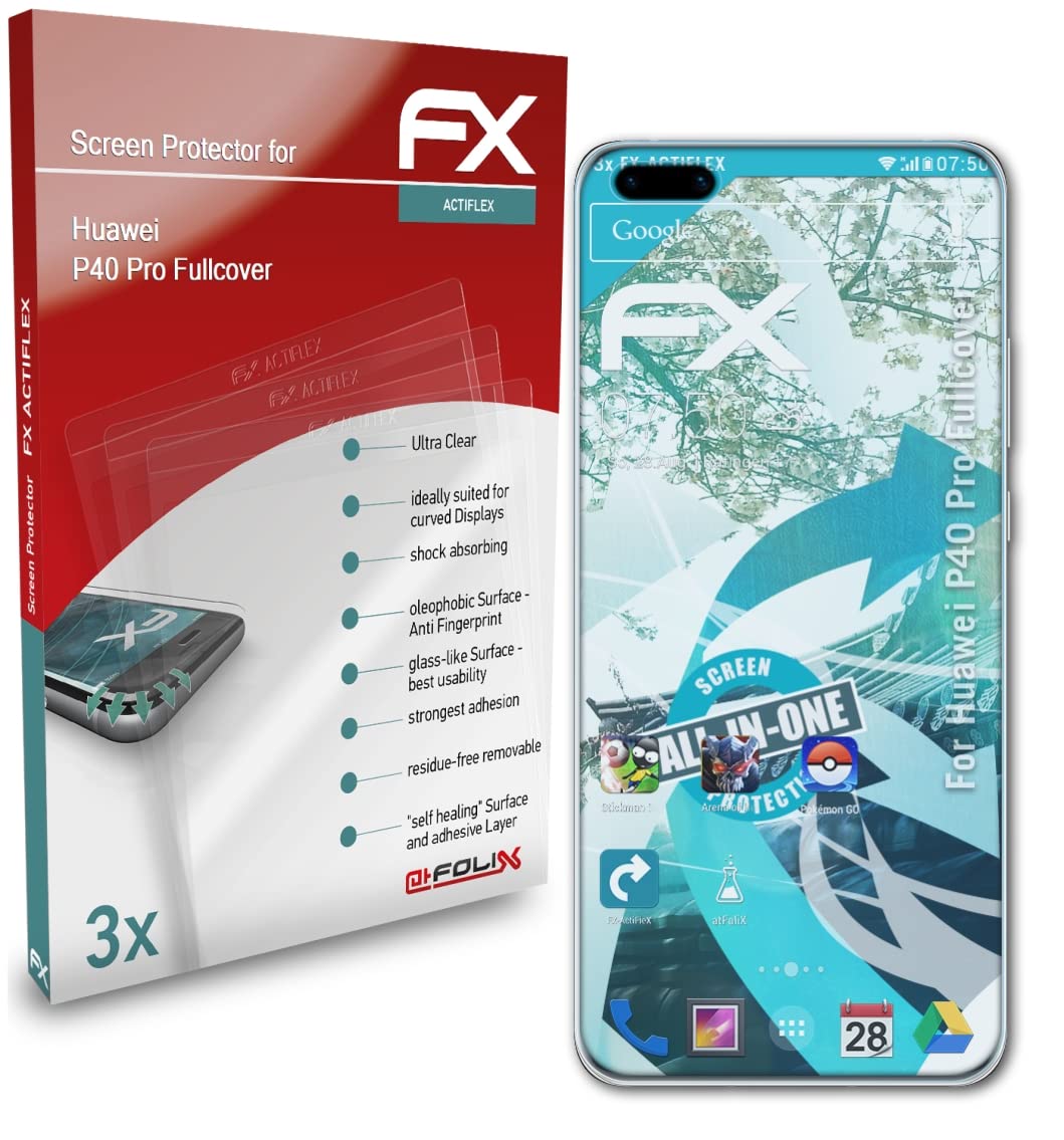 Huawei P40 Pro Screen Protector, Full Coverage Tempered Glass, Ultra Clear HD Flexible Film, Anti-Scratch & Bubble-Free (3-Pack) - Perfect for Work, Travel & Daily Protection