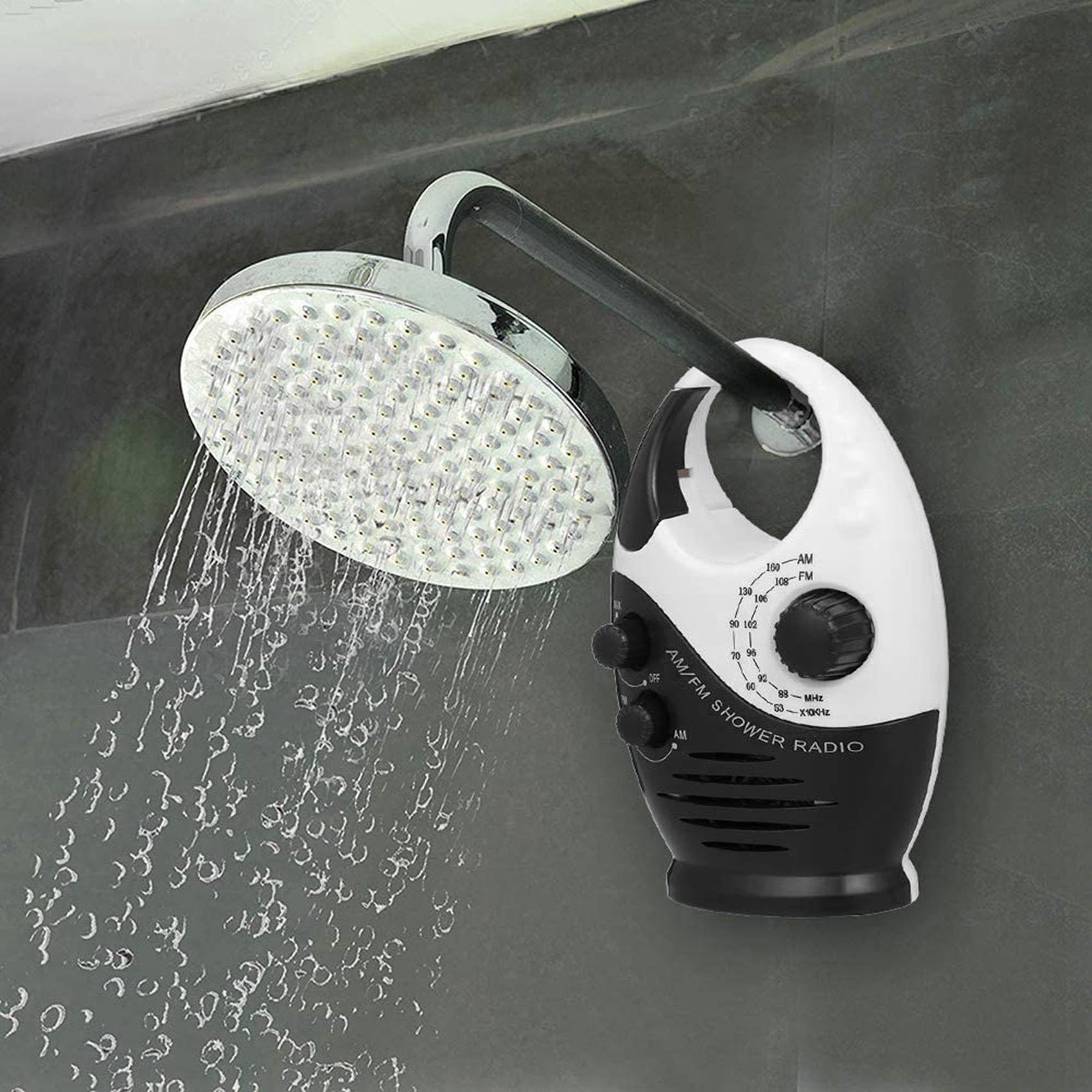 BLASHRD 2X AM/FM Waterproof Shower Radio with Built-in Speaker - Portable Mini Bathroom Radio for Music & News - Perfect for Showers, Bathrooms, Poolside & Outdoor Use