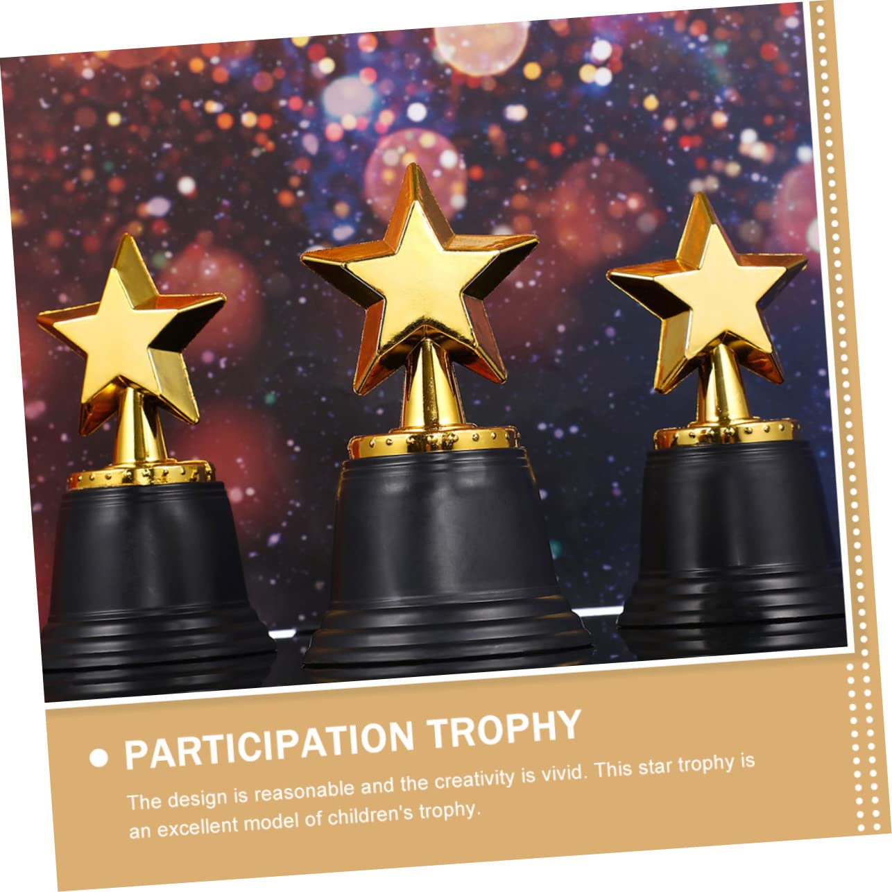 KICHOUSE 9-Piece Mini Star Trophy Set - Plastic Sports Award Decorations for Kids, Party Favors, Classroom Rewards & Game Prizes - Perfect for Birthday Parties, School Events & Sports Competitions