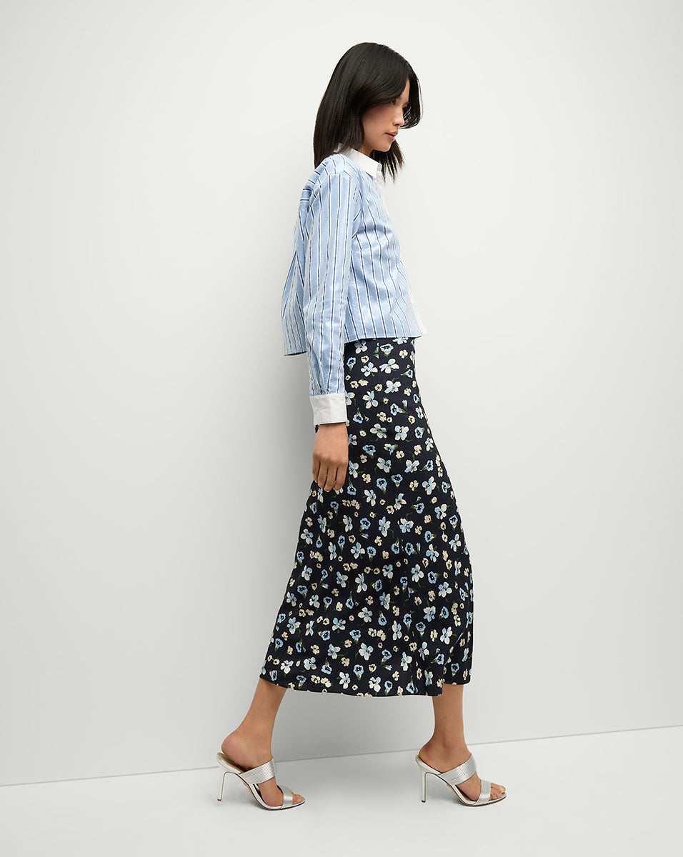 Clover Stretch Silk Floral Skirt - Elegant Flowy Midi Skirt for Women | Perfect for Spring, Summer, Weddings & Special Occasions