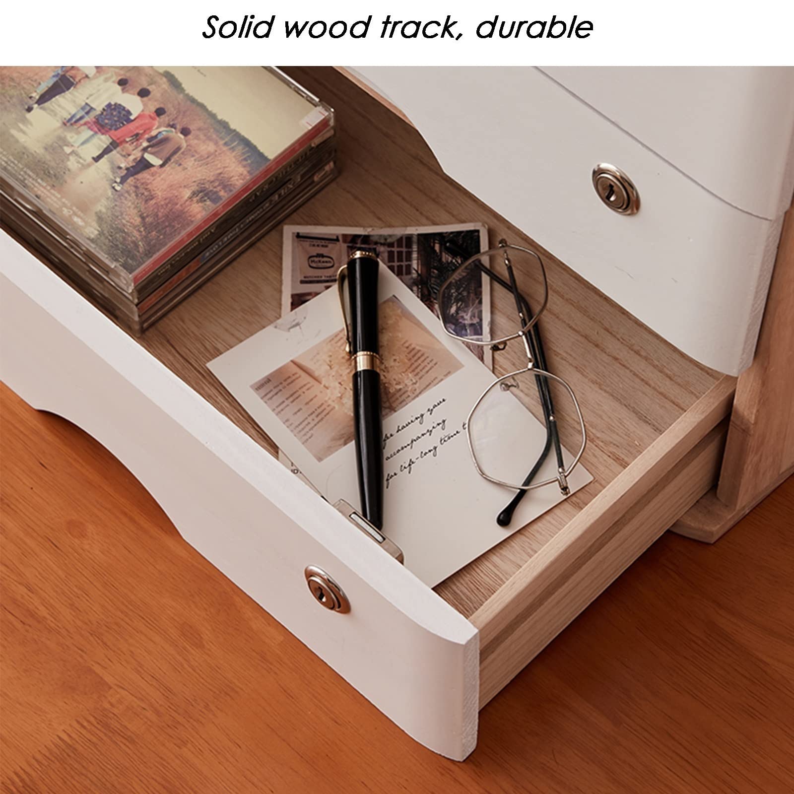 Wooden Desktop Storage Box with Drawers - 1/2/3/4 Tier Lockable File Cabinet Organizer for Office Supplies, Documents & Stationery | Home & Office Organization Solution (Color: A)