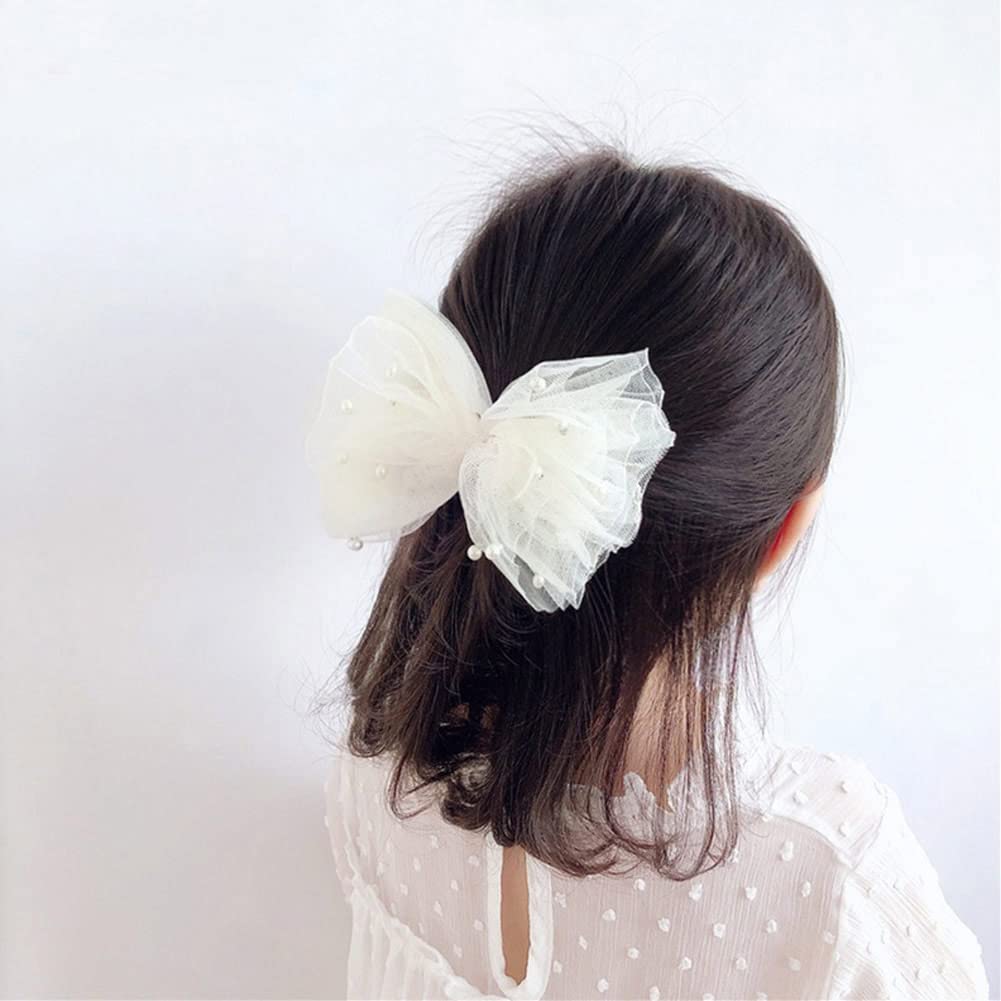 2PCS Ivory Pearl Hair Bows for Toddler Girls - Sweet First Communion Hair Clips, Wedding Party Accessories, Daily Wear Hair Accessories for Baby Girls - Perfect for Special Occasions & Everyday Style