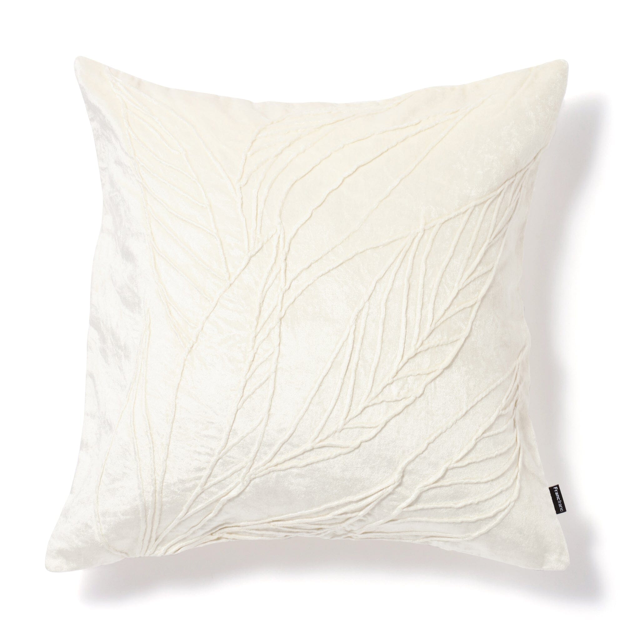 Leaf Embroidery Cushion Cover 18x18 Inches White - Elegant Home Decor for Sofa, Bed & Living Room