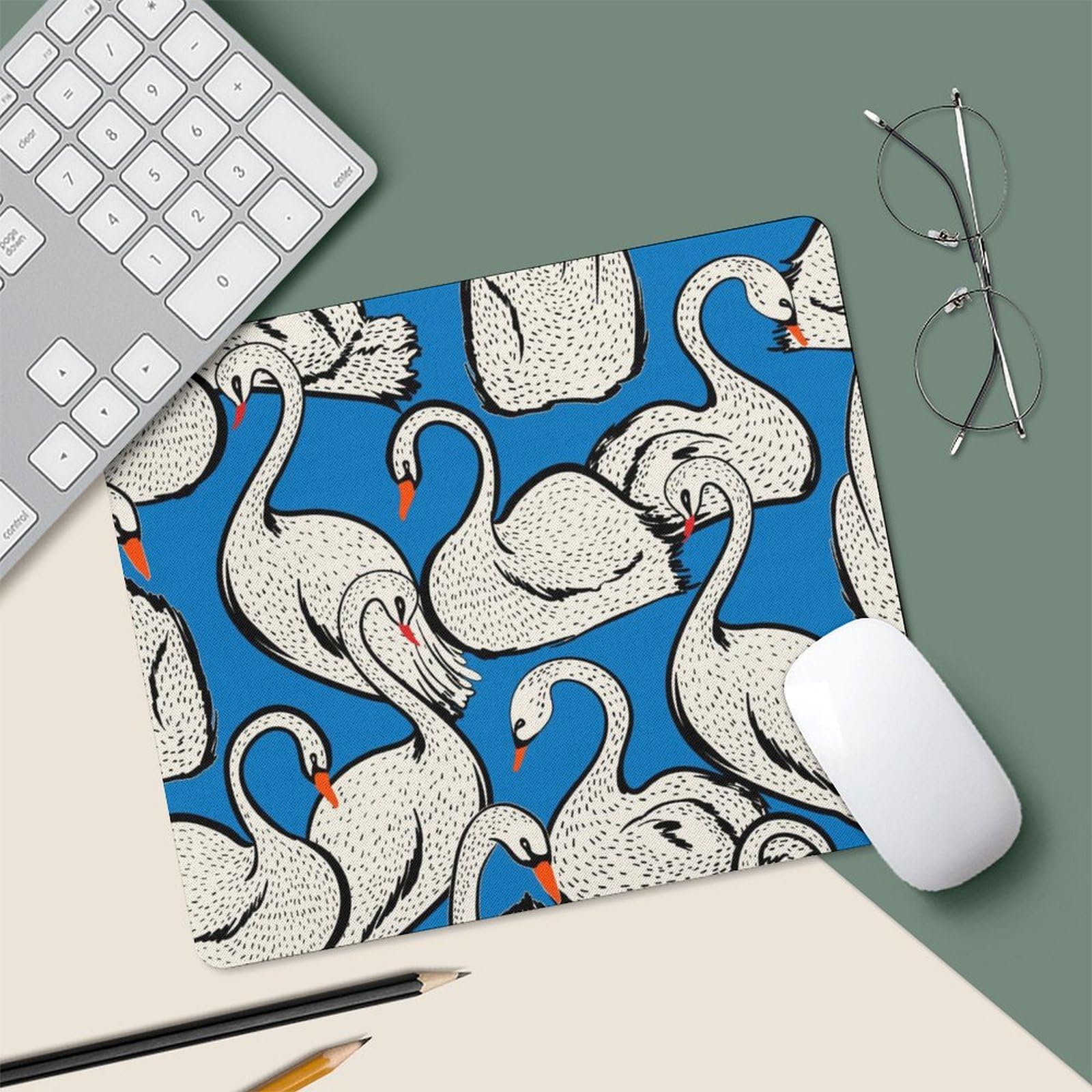 Premium Blue Swan Design Mouse Pad - Non-Slip, Waterproof Gaming & Office Mouse Mat (20x25cm) - Durable Computer Desk Accessory for Home, Work & Gaming Setups