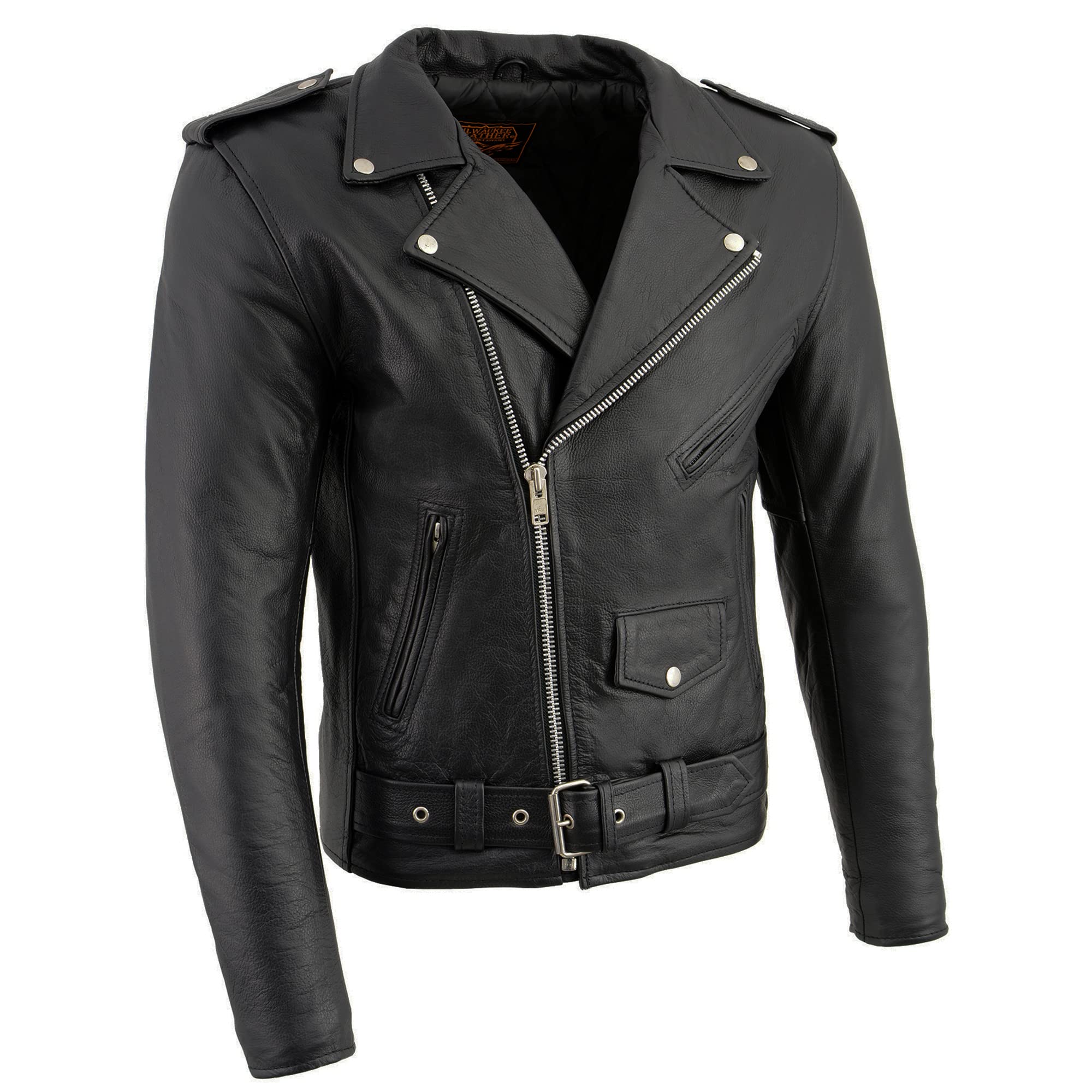 Milwaukee Leather Men's Classic Police Style Motorcycle Jacket - LKM1781 Black (Large) | Durable Biker Jacket for Riding & Outdoor Adventures
