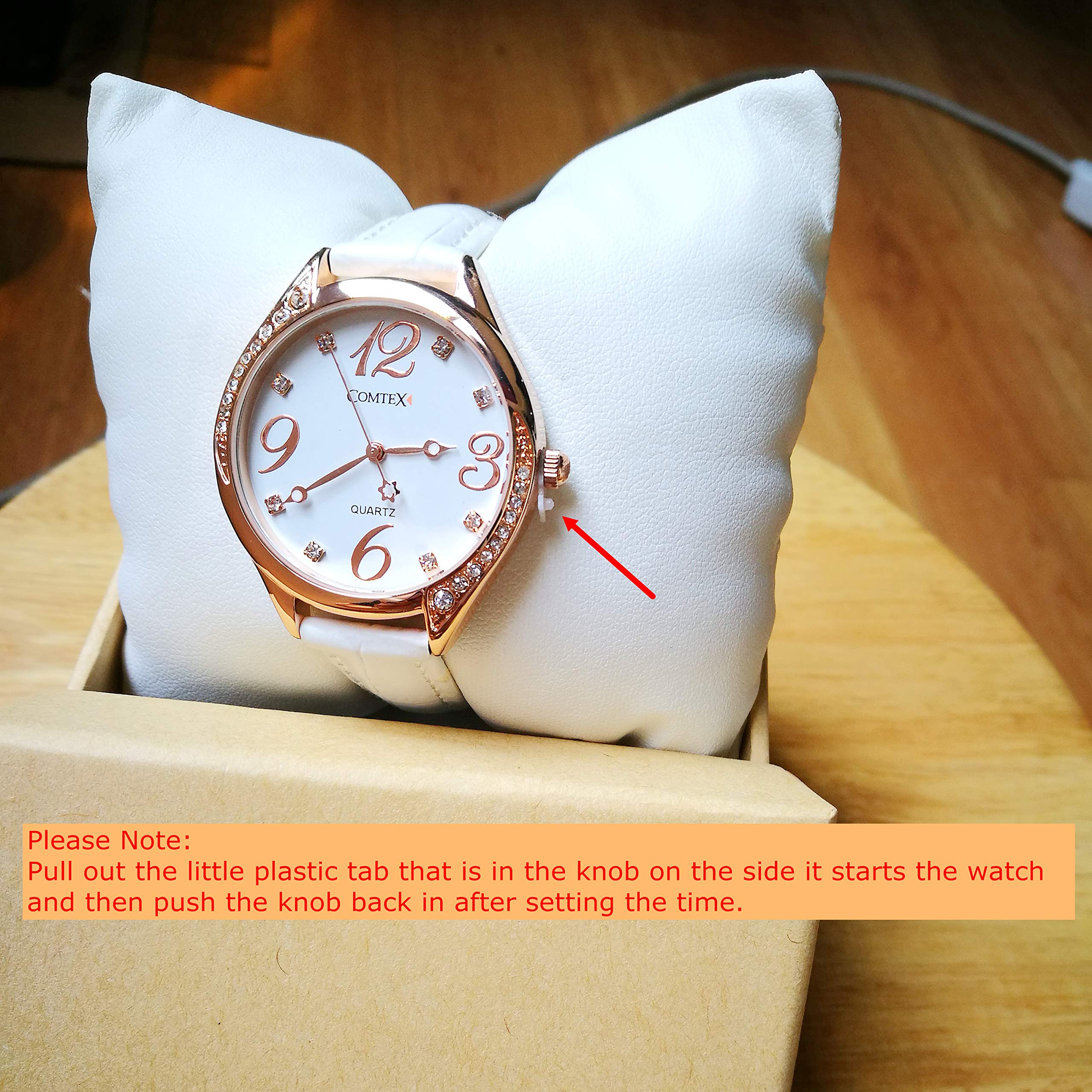 COMTEX Women's Watches with Large White Dial, Rose Gold Tone, White Leather Strap - Elegant Fashion Watch for Ladies, Perfect for Office, Party & Everyday Wear