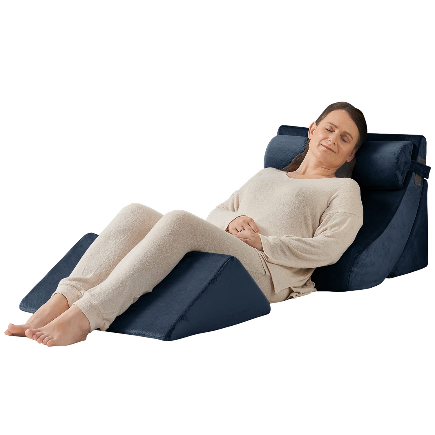 Axelrod Orthopedic Bed Wedge Pillow Set for Back, Neck & Leg Pain Relief - Adjustable Post-Surgery Foam Pillow for Anti-Snoring, Heartburn, Acid Reflux & GERD - Comfortable Sleeping Support for Recovery & Better Sleep