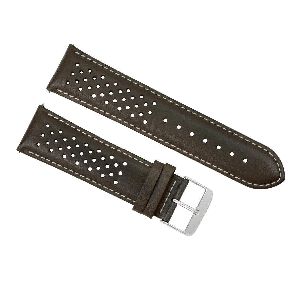 21mm Perforated Leather Watch Band Strap - Quick Release Replacement for Tag Heuer Carrera - Genuine Brown Leather Watch Strap for Men - Perfect for Business, Casual & Sports Wear